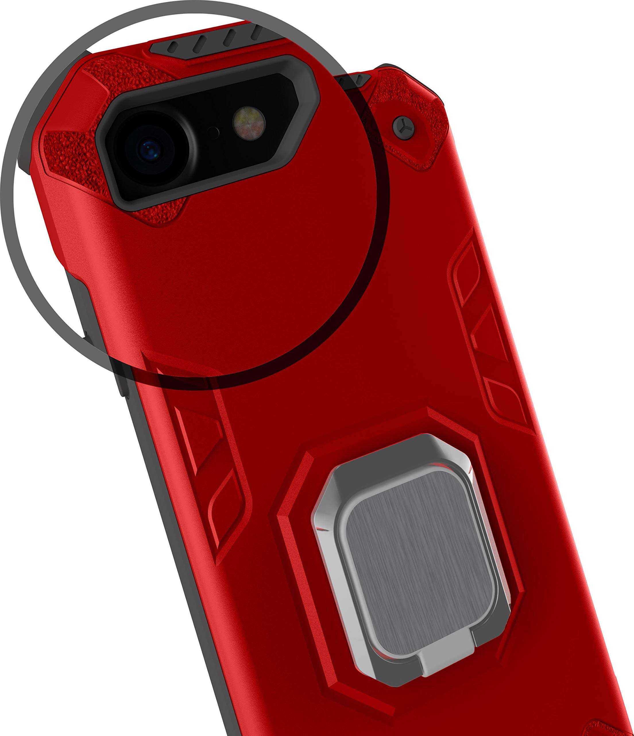 sandstone® full protective armor case for apple iphone 8 / iphone 7 / iphone se 2020 (silver) phone case with 360 rotation ring holder finger kickstand tpu + pc cover - Silver 5