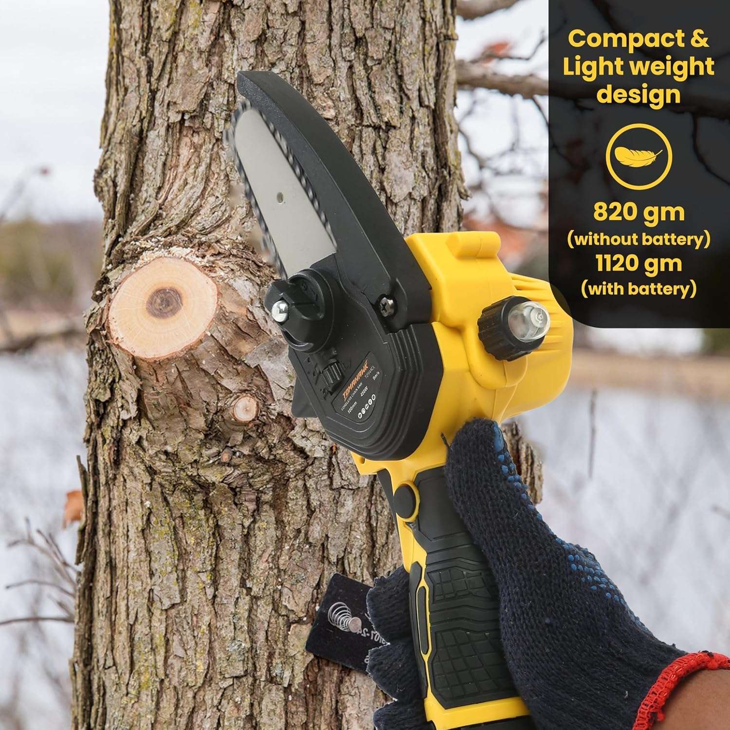 TOMAHAWK® T294A 4 inch/ 10cm Cordless Chainsaw Machine 4-inch | 550W Max Power, 12 Volt - 1.5Ah Rechargeable Battery | Cutting Depth 100mm | Portable Cordless Saw for Gardening, Wood Cutting, Trimming 6