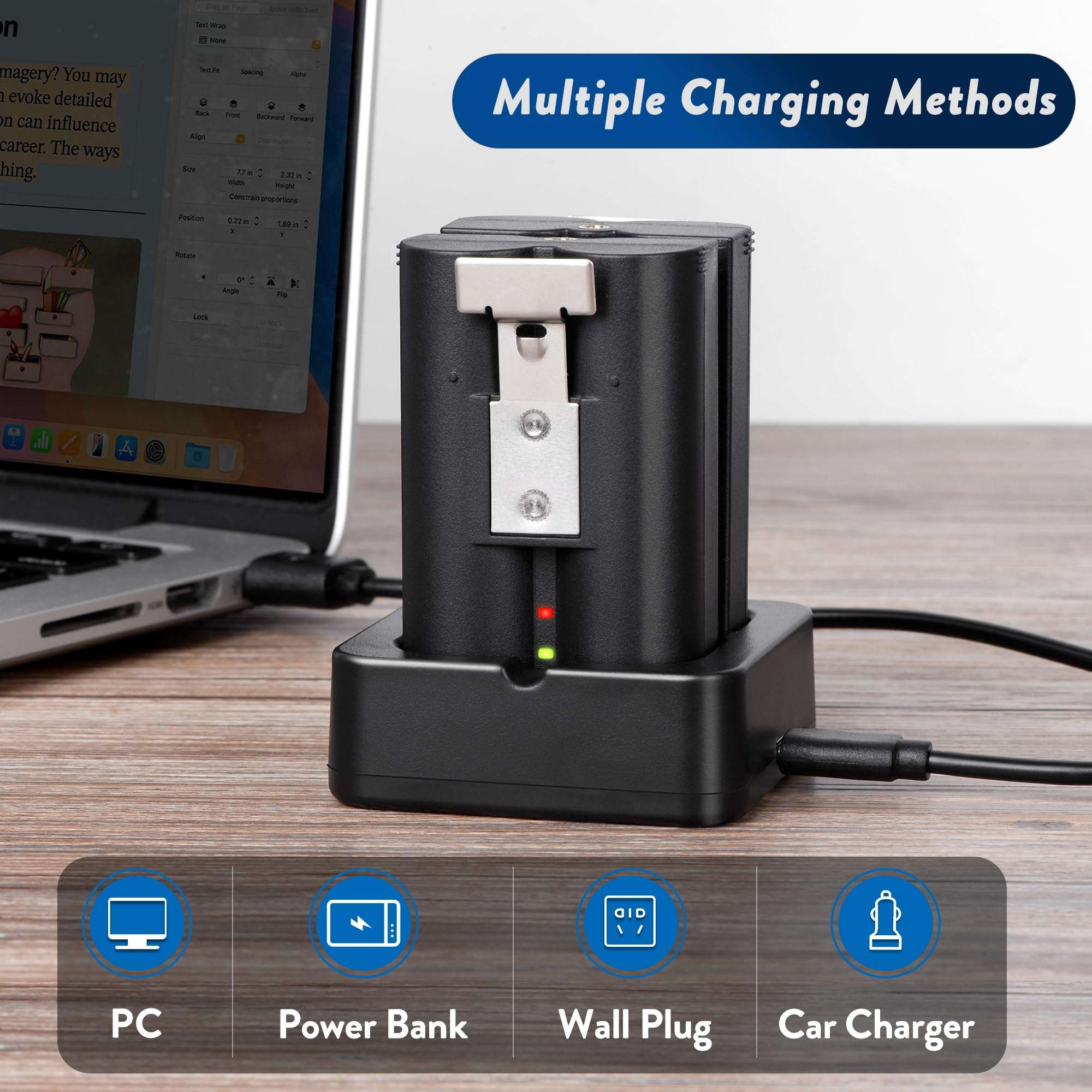 2PCS Replacement Ring Battery Pack V4 for Ring Doorbell - 6040mAh Rechargeable Camera Batteries with USB C Charger Station for Ring Video Doorbell 2/3/3 Plus/4, Spotlight & Stick Up Cam 3