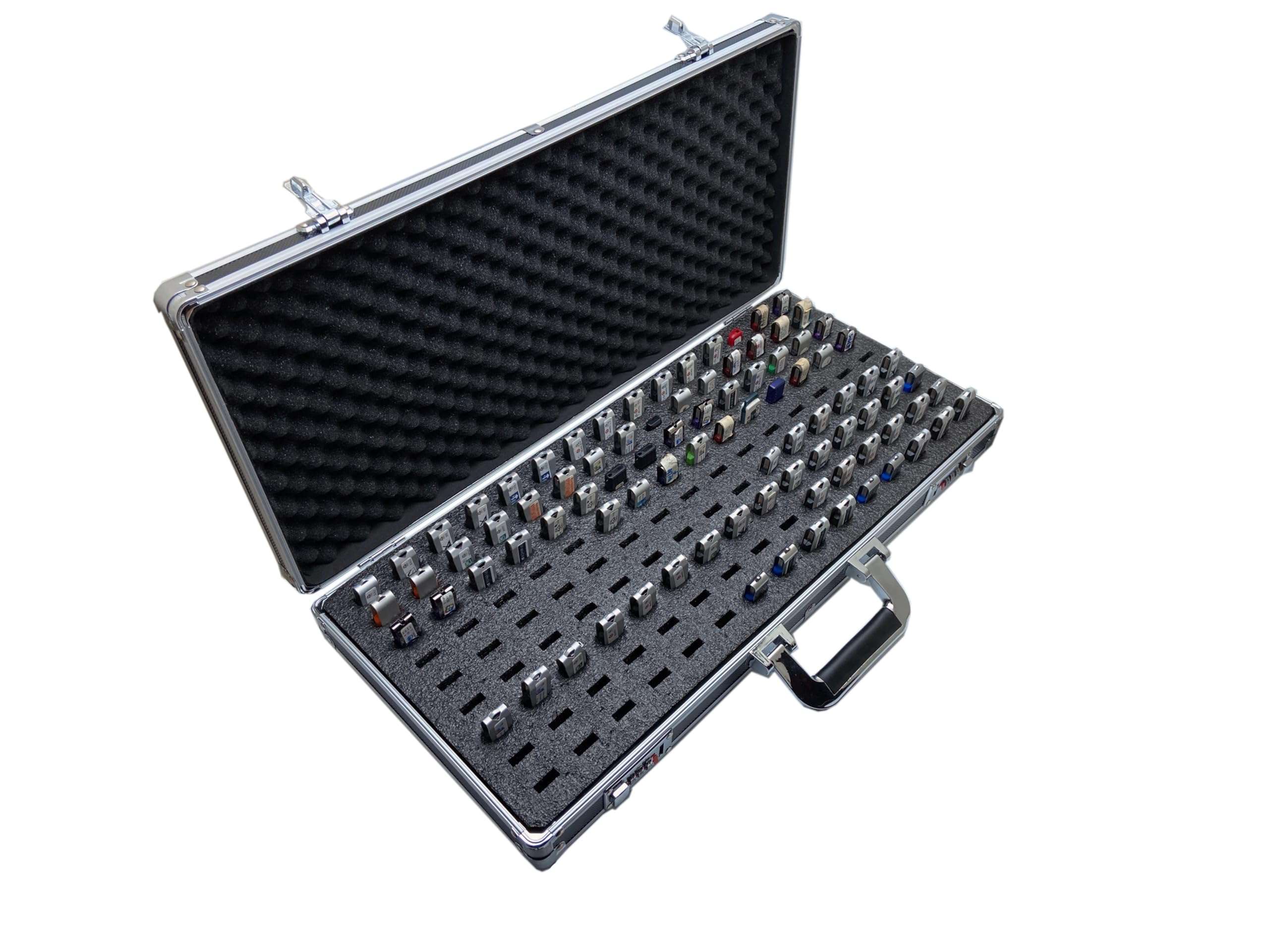 TECH STORE ON Flash USB Thumb Drive Holder Storage Organizer Case with Swivel Handle | Antistatic and Shockproof (aluminum, huge, holds 130 USB slots) 6