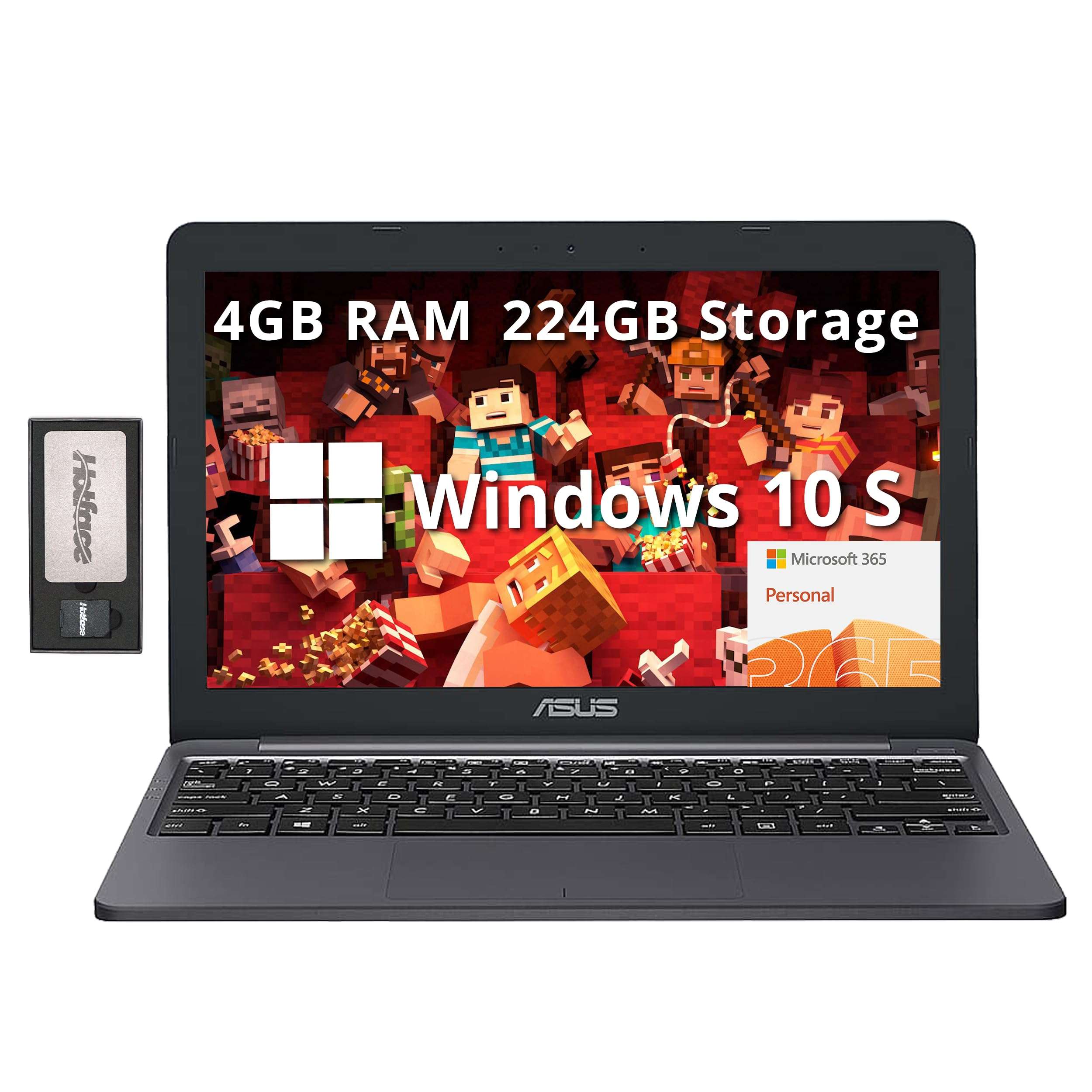 Asus BR1100C 11.6'' HD Rugged Student Laptop, Intel Celeron N4500, 4GB RAM, 128GB SSD, 1 MP Rear Webcam, Webcam Shield, Spill-Resistant Keyboard, Intel UHD Graphics, Win 10 Pro, Dark Grey