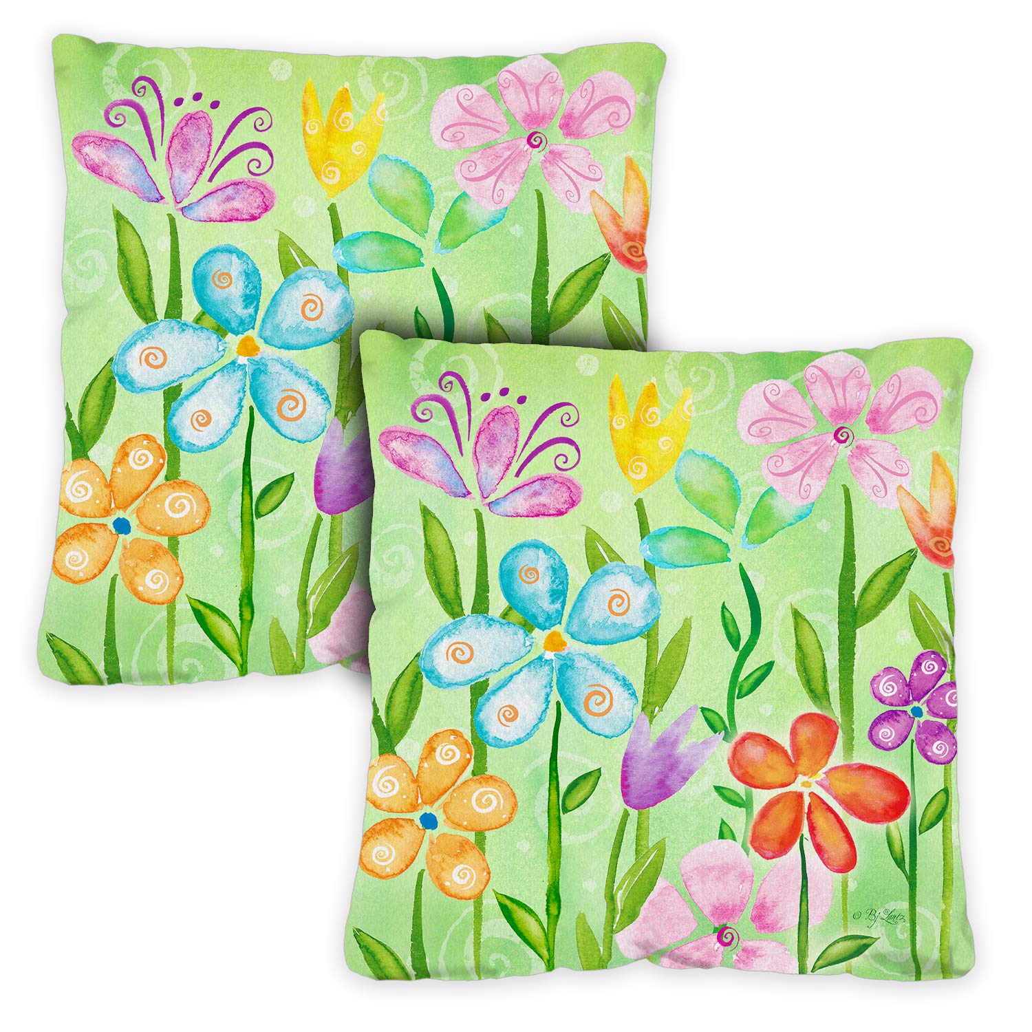 Toland Home Garden 761201 Spring Blooms 18 x 18 Inch Indoor/Outdoor, Pillow, Case (2-Pack)