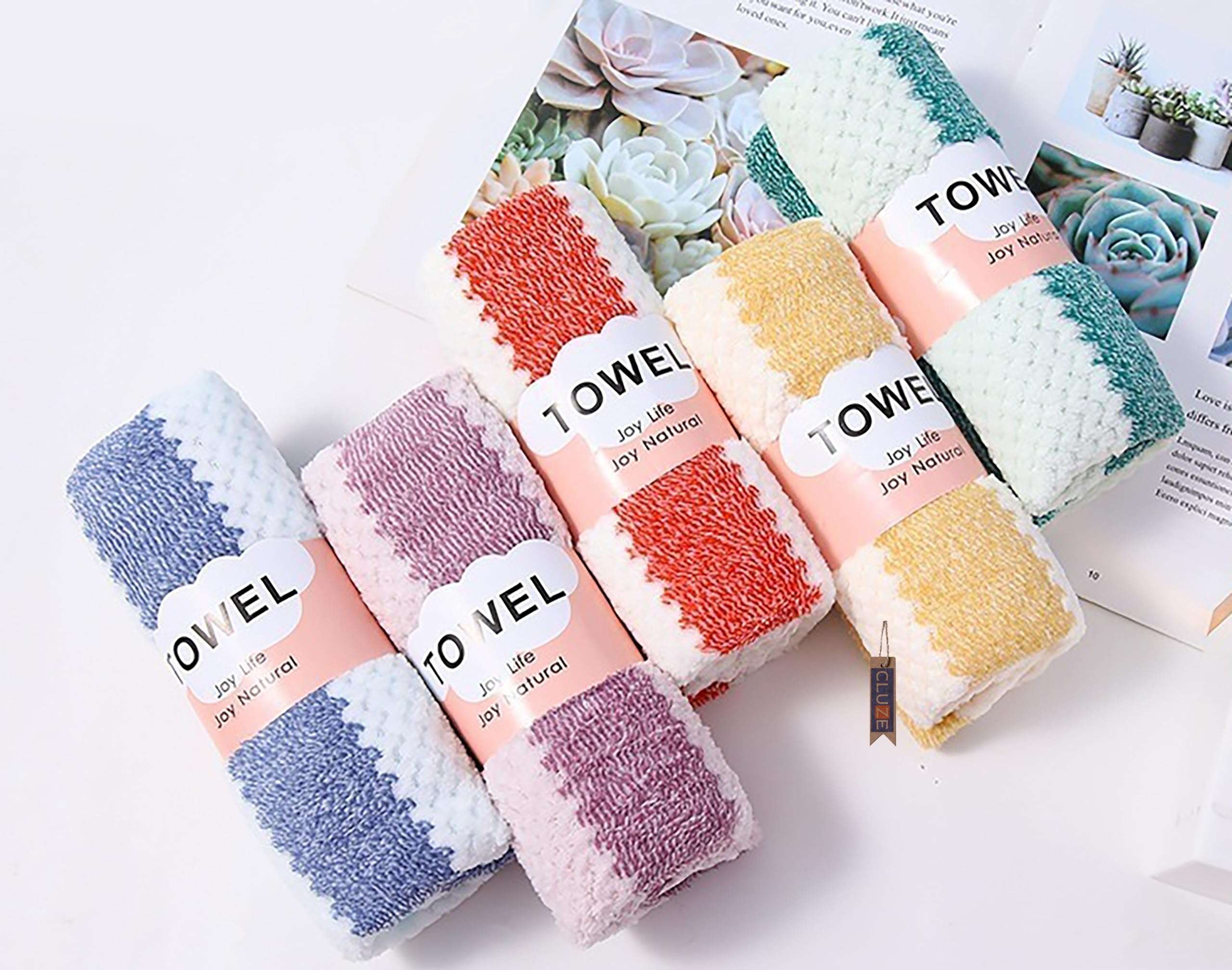 CLUZE Microfiber Face Towel Set, Super Soft Quick Drying Workout Sweat Towels, Hanging and Absorbent Hand Towel for Gym, Bathroom, Travel 35x75 cm (Pack of 5) 1