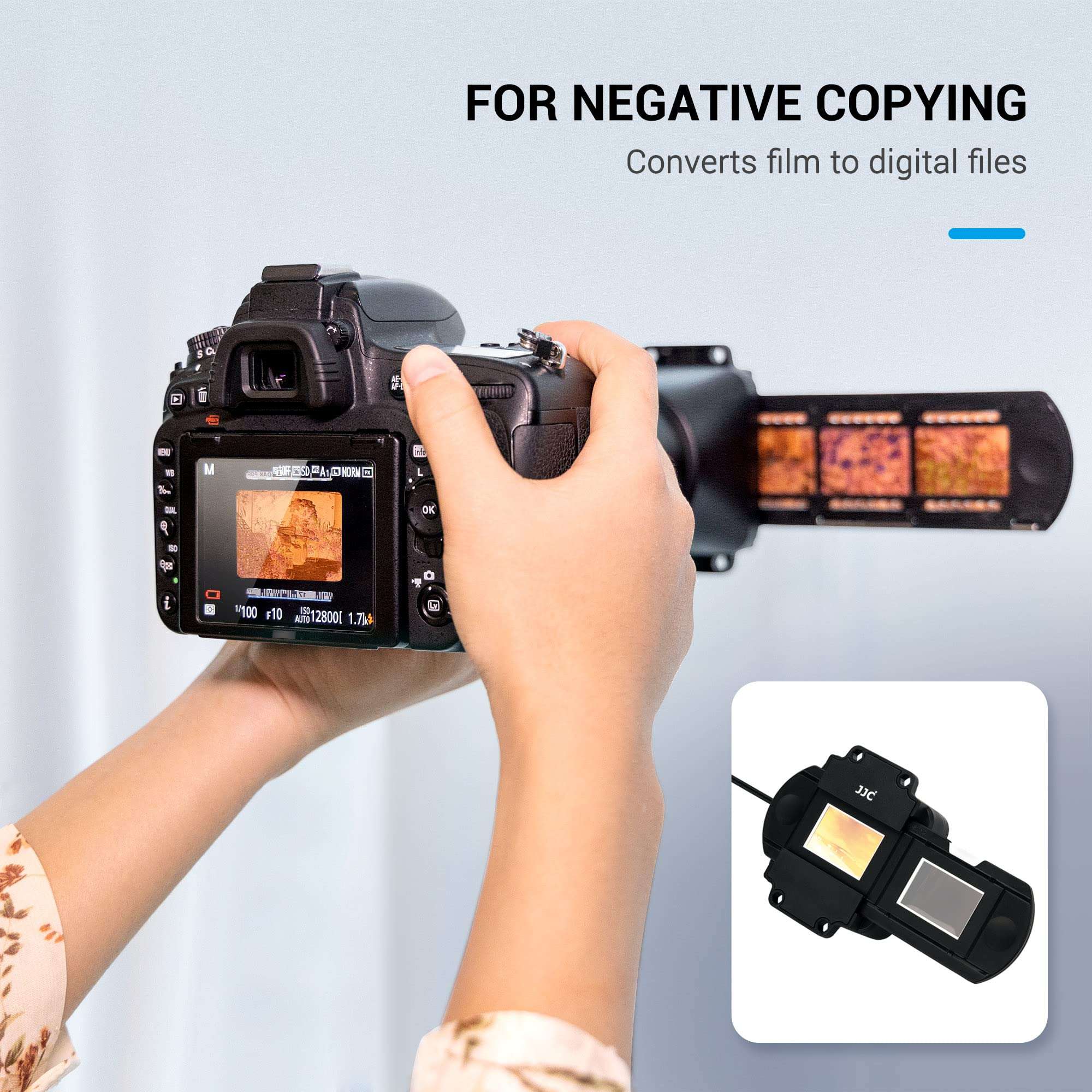 Film Digitizing Adapter Set Including USB Light Box 95+ 6500K with 10 Levels Adjustable,Slide Mount Holder for 2 Mounted 35mm Slides,Strip Film Holder for 6 Frame 35mm Film for Old Negative Copying 3