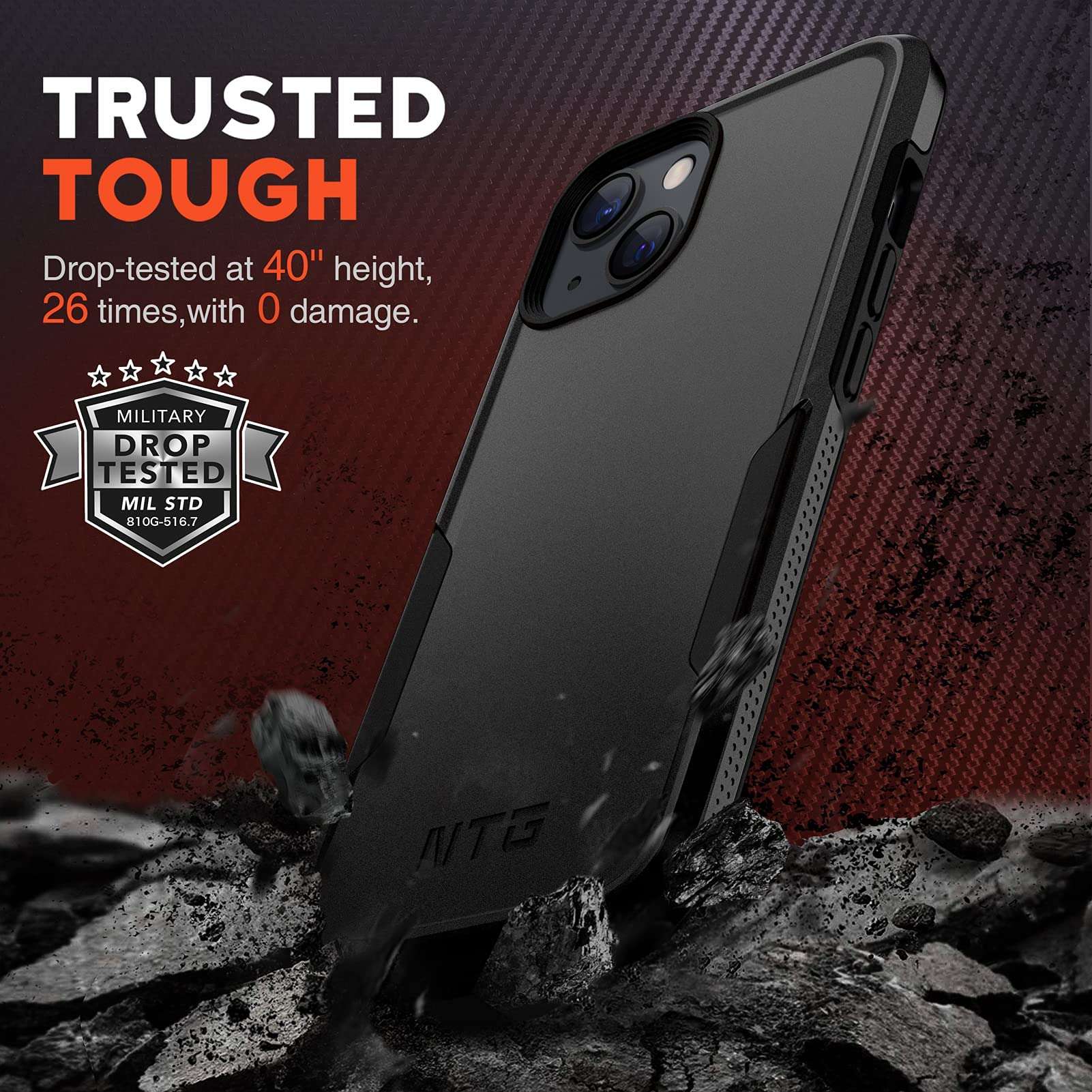 NTG Military Shockproof iPhone 14 Case, iPhone 13 Case [2 Layer Structure Protection] [Military Grade Anti-Drop] Hard Slim iPhone 14/13 Phone Case,Shockproof Protective Phone Case for iPhone 14/13 2