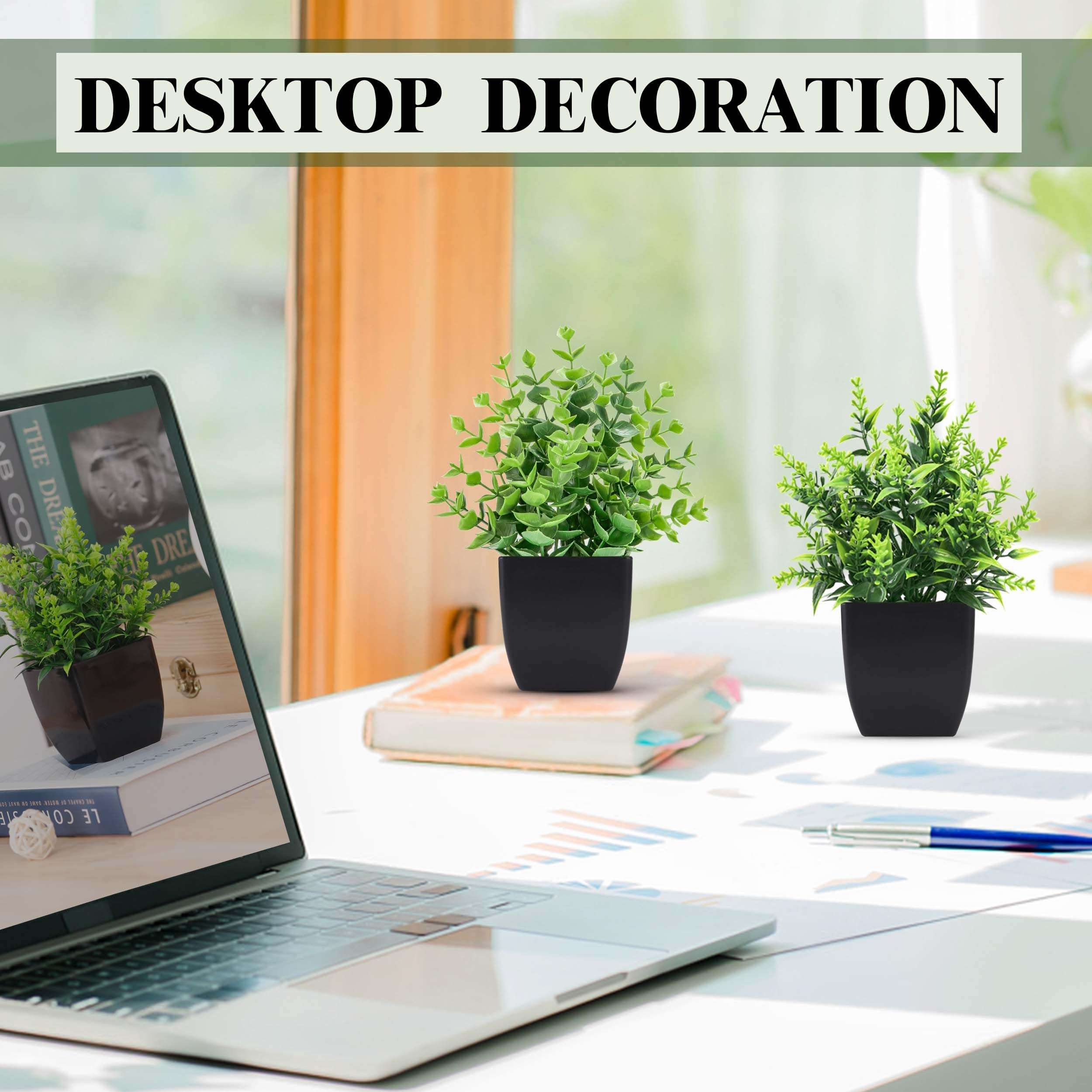 ZJIA 2 Pack Small Fake Plants Black Bathroom Accessories for Home Bedroom Bathroom Kitchen Decor 5