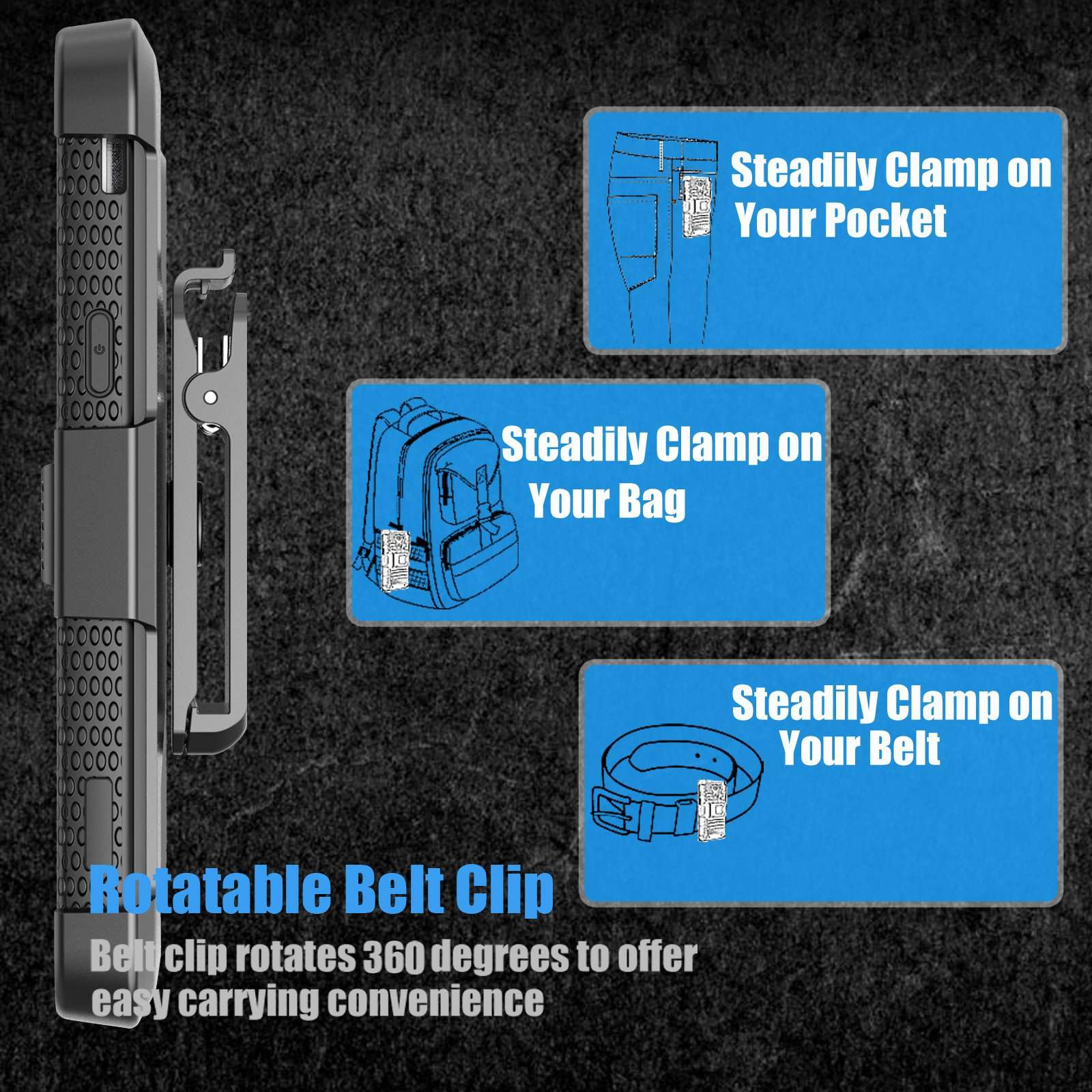 J3 Emerge / J3 Prime Case, for Samsung Galaxy J3 Mission / J3 Eclipse/Express Prime 2/ Amp Prime 2/ J3 Luna Pro Holster Clip, Tekcoo [TShell] [Gray] Locking Belt [Built-in Screen] Kickstand Cover 5