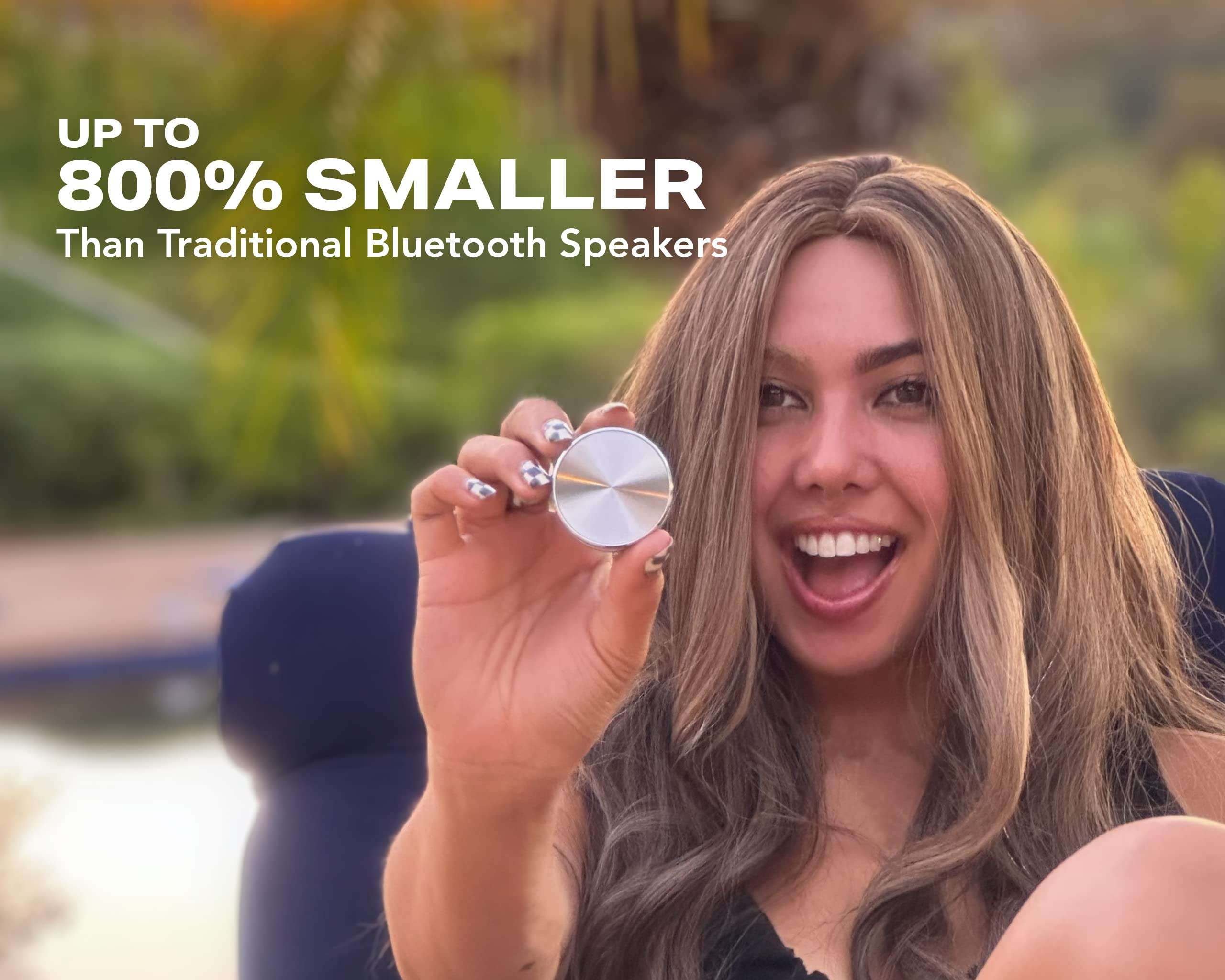 Anything Speaker - Portable Mini Bluetooth Speaker 2024 - Turn Anything Into A Speaker - Wireless Bone Conduction Induction Vibration Speaker + Gift Box - Travel-Sized, 360° Sound (Silver) 3