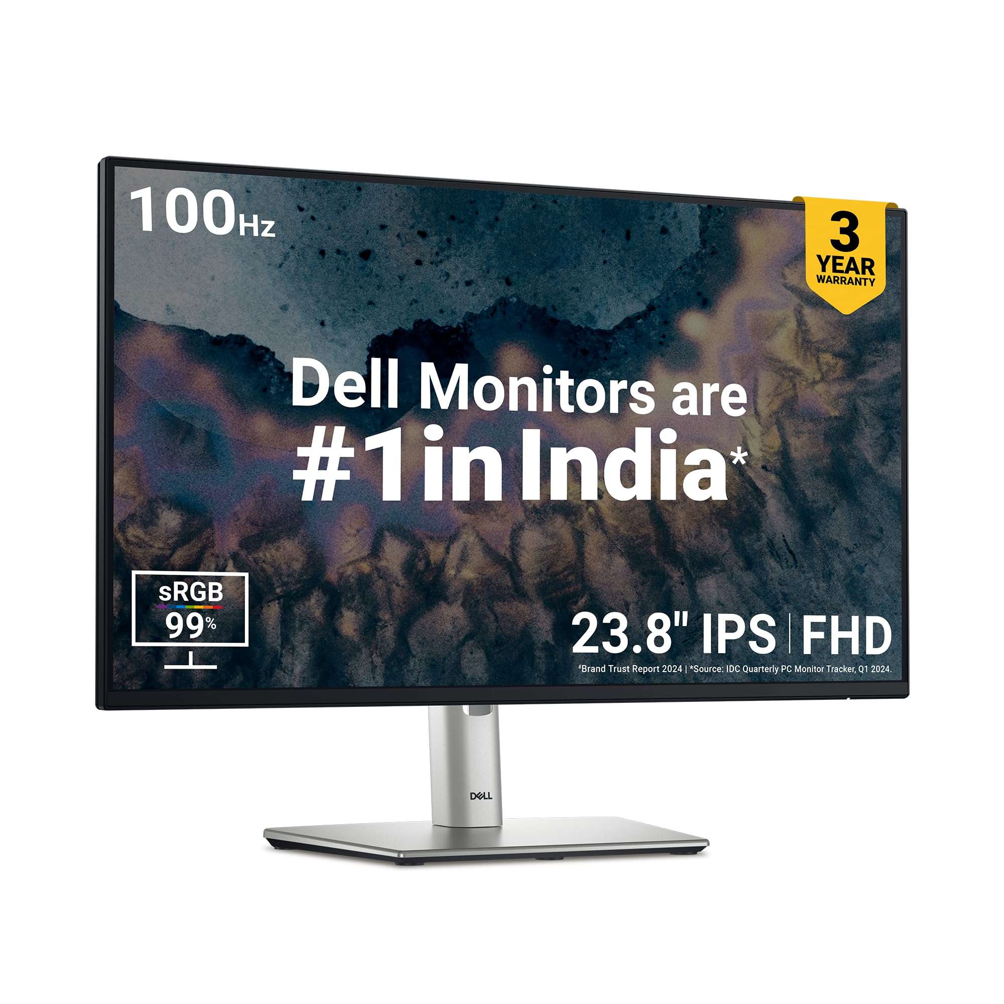 Dell 24 inch P2425H Monitor IPS FHD|100Hz| 99% sRGB | 250 cd/m2 (Typical) 5ms| 1500:1 Contrast Ratio| 5X USB 3.2 Gen1 1x HDMI 1.4 1xDP 1xVGA| Height Tilt Swivel Pivot |USB-C Downstream | Flicker Free 2