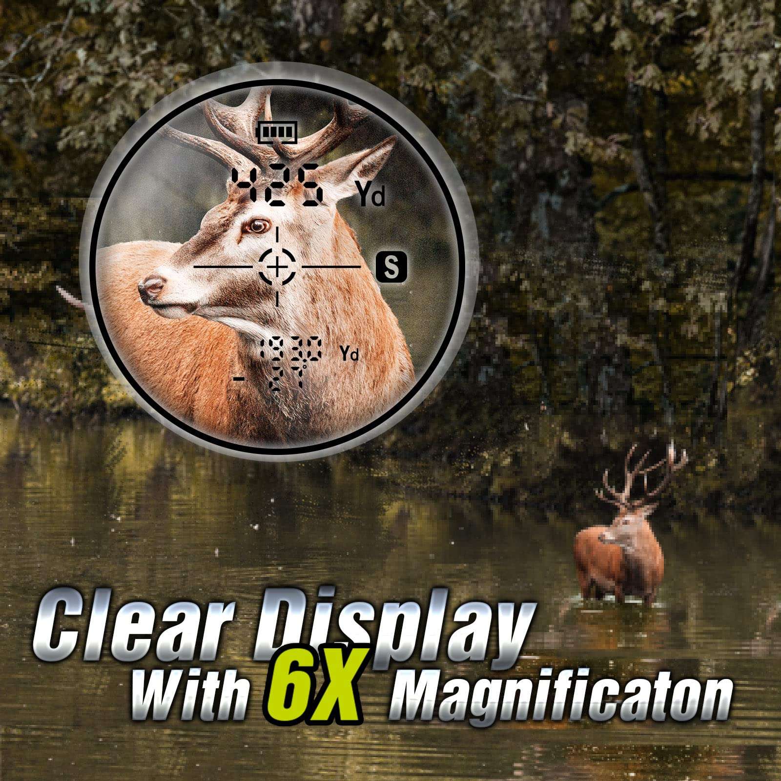 TIDEWE Hunting Rangefinder with Rechargeable Battery, 700Y Camo Laser Range Finder 6X Magnification, Distance/Angle/Speed/Scan Multi Functional Waterproof Rangefinder with Case 4