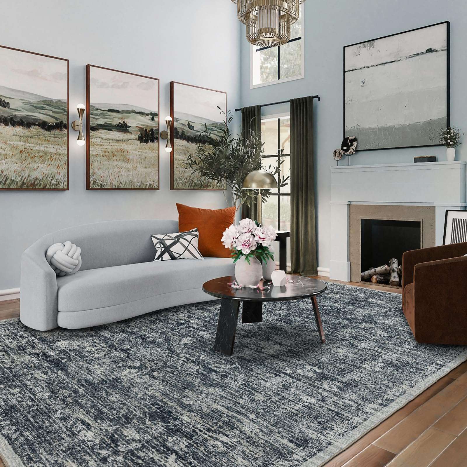 nusoarug 2x7 Boho Runner Rug Machine Washable, Soft Non Slip Area Rugs 2' x 7' Carpet with Rubber Backing for Bedroom Kitchen Entryway Living Room Bathroom, Light Grey & White 2