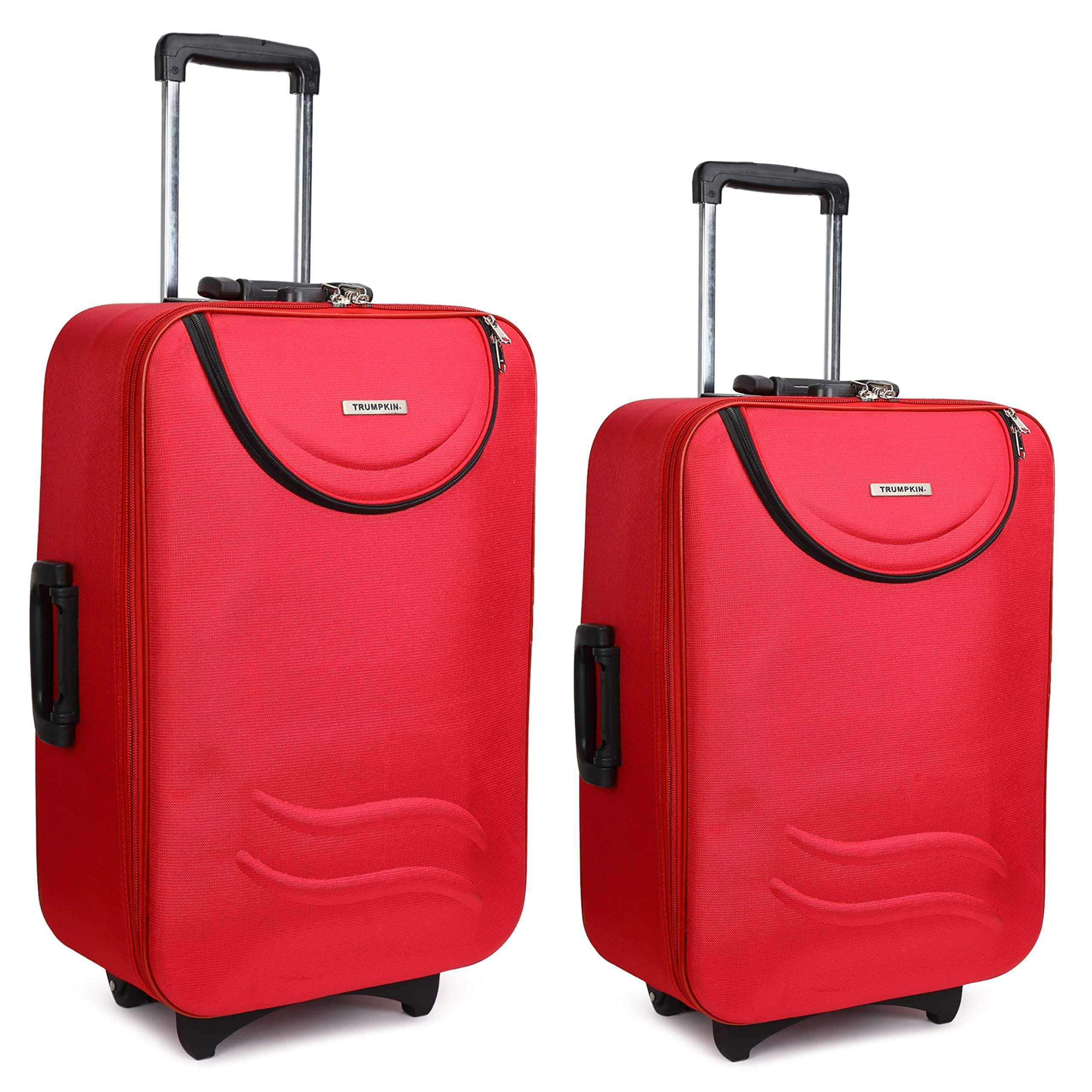 Trolley Bag Set, Small and Medium Suitcase for Travel, 2 Wheel 55 & 65 Cm Luggage for Men and Women's, Soft Side Cabin and Check in Bag (Combo, Red SS)