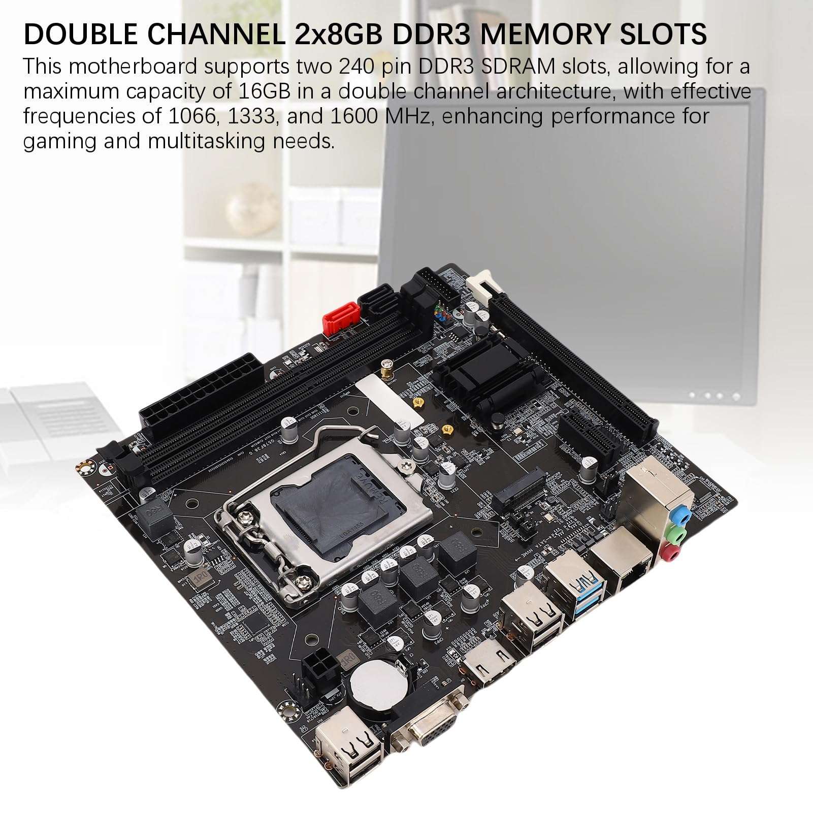 Asixxsix B75 Computer Motherboard, LGA 1155 Socket DDR3 16GB Gaming Motherboard with M2 NVMe NGFF ATA3 0 PCI E, PC Motherboard for Core i3 i5 i7 XeonE3 V2 Pentium Processors 3