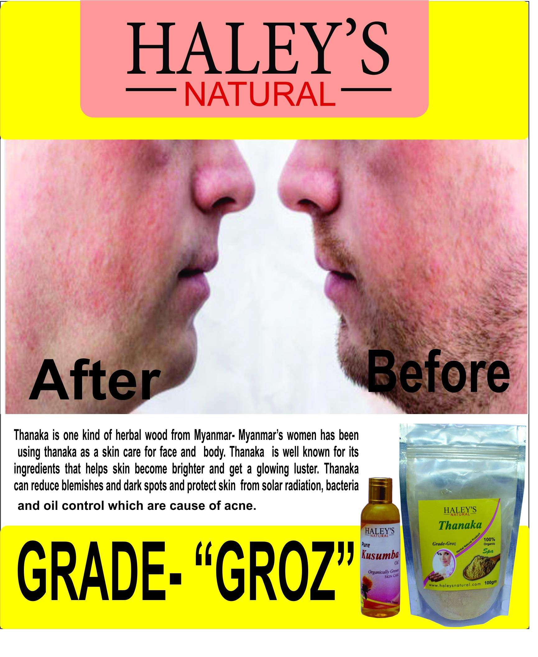 Haley's Natural Thanaka Powder and Kusumba Oil for Permanent Hair Removal Product (100 g+100 ml) 6