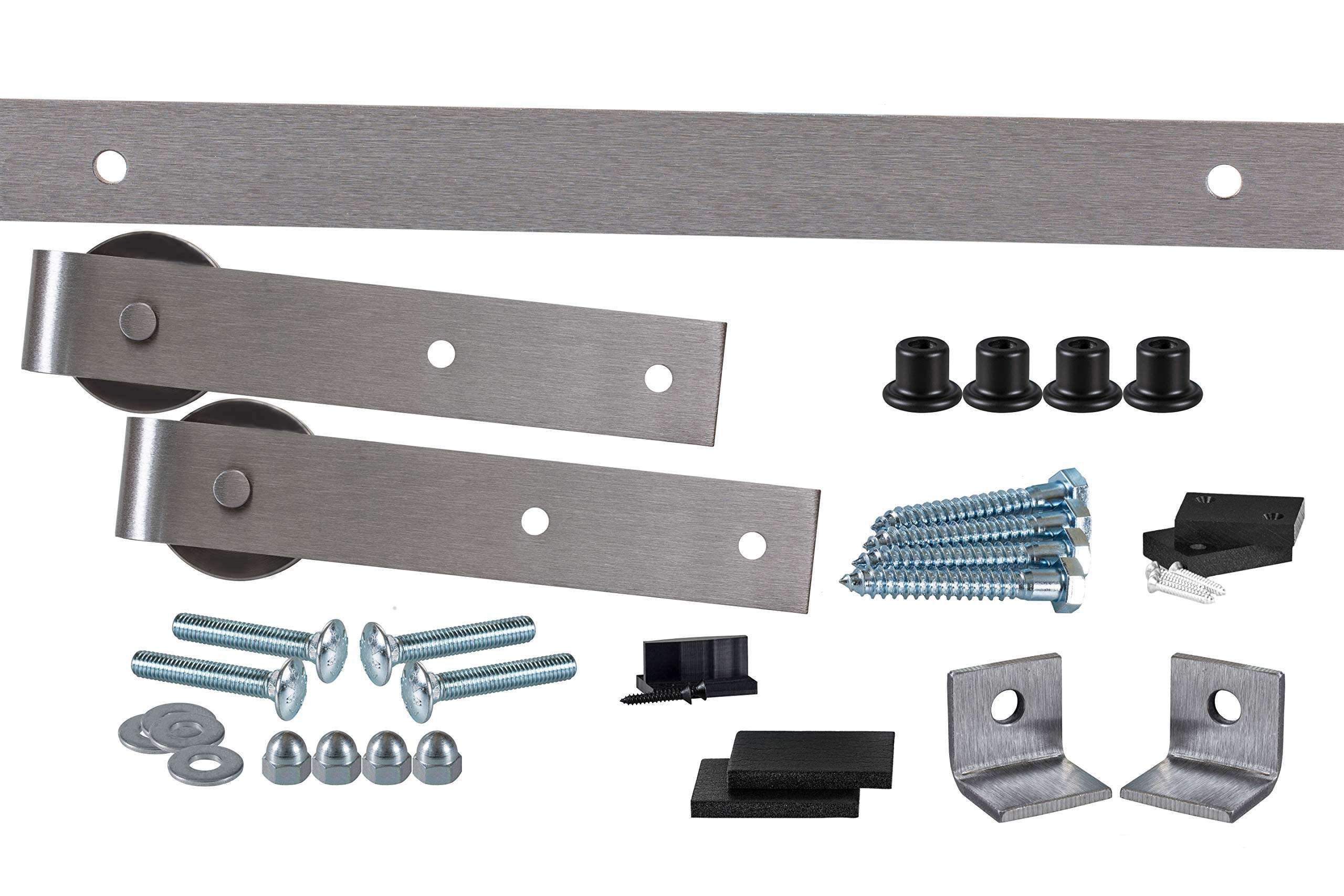 Flat Track Commercial Grade Sliding Barn Door Complete Hardware Kit with Track, Mounts, and Hangers-Made in USA 4