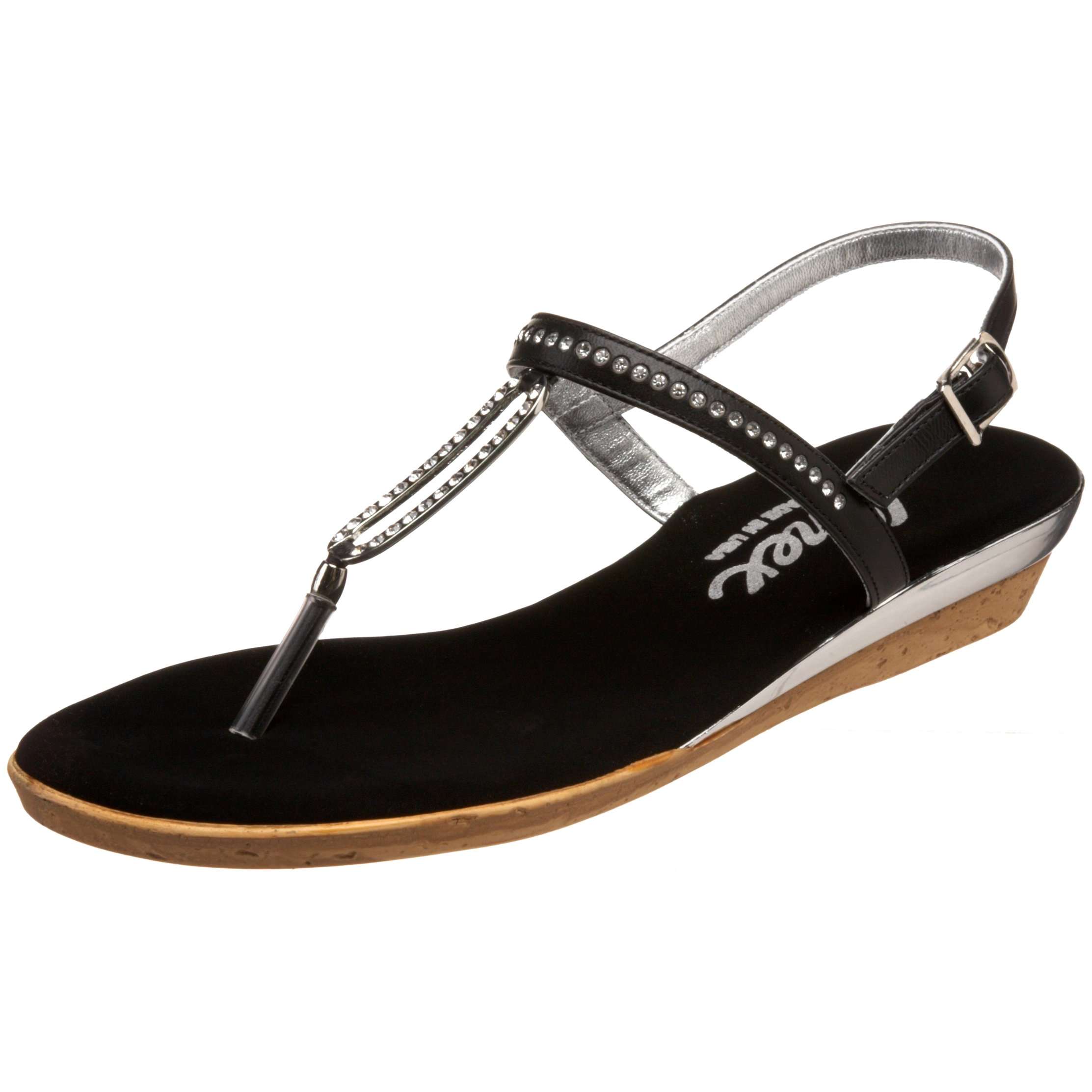 Onex Women's Cabo Thong Sandal,Black/Silver,6 M US