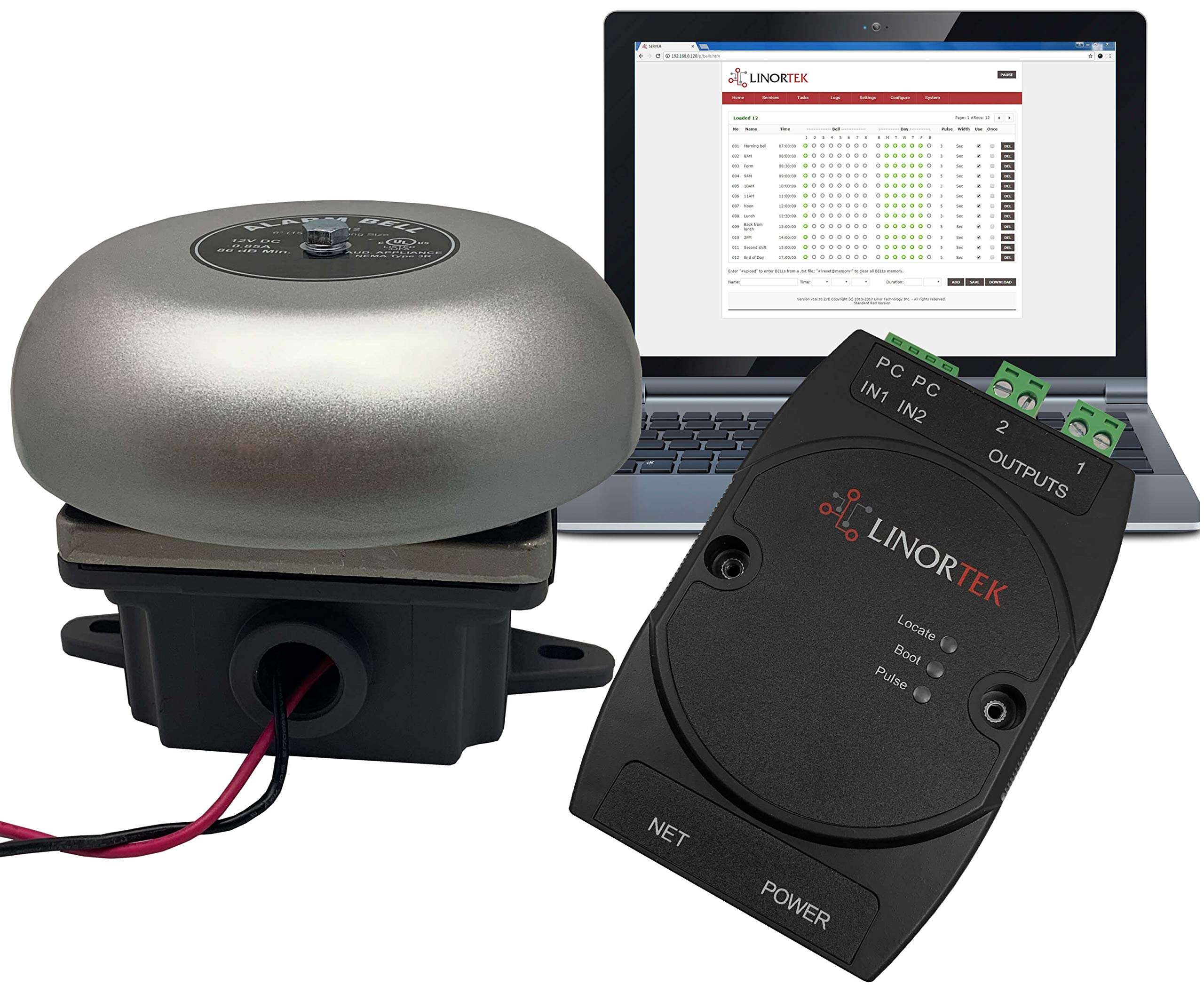 Netbell-2-1Bel TCP/IP Loud Automatic Break Time Alarm Bell System for School, Office, Shop, Expandable, Free Software, No Fees 1