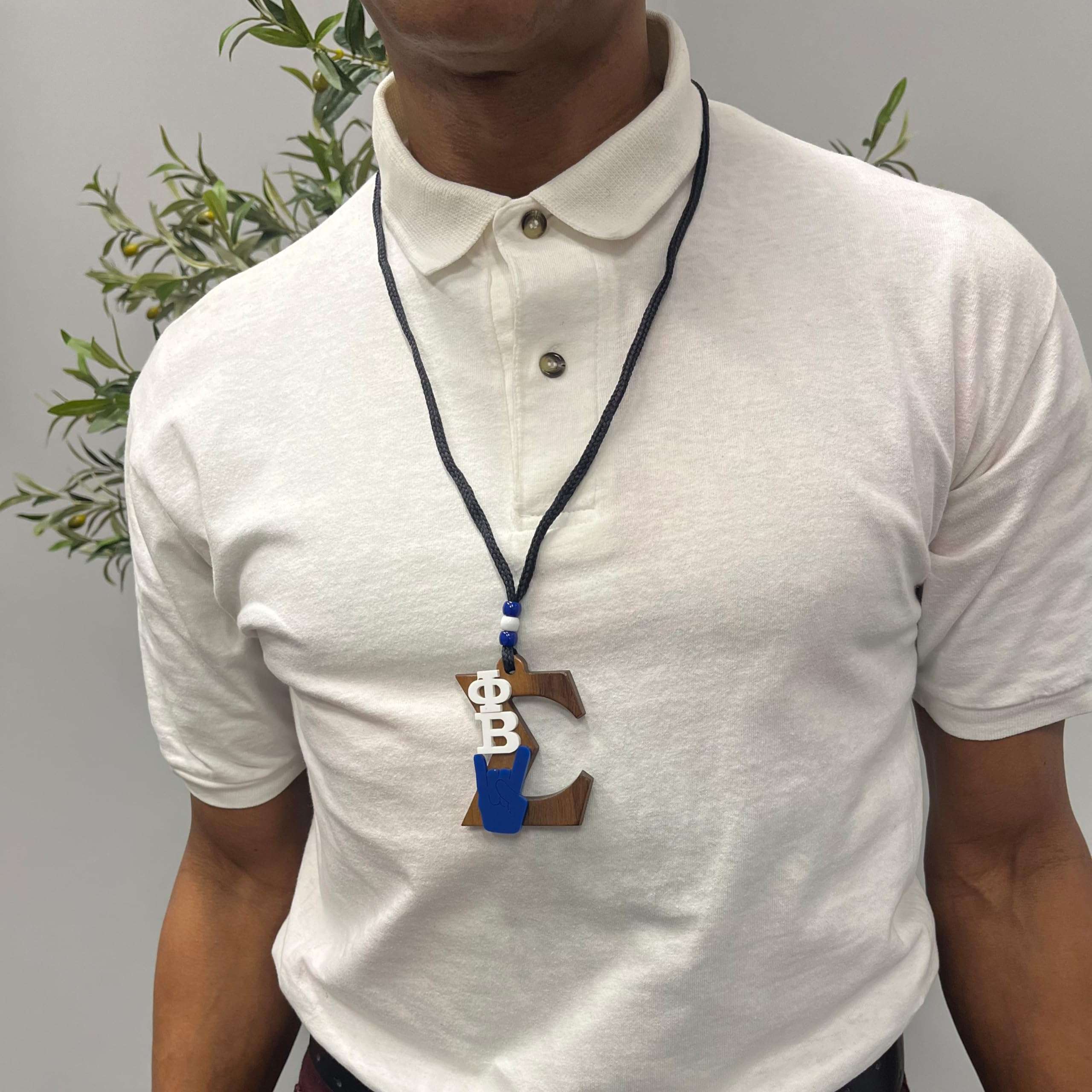 Desert Cactus Phi Beta Sigma Necklace Wooden Symbol Greek #W-MED Wood Medallion 16 Inch Long Tiki (W-MED) 2