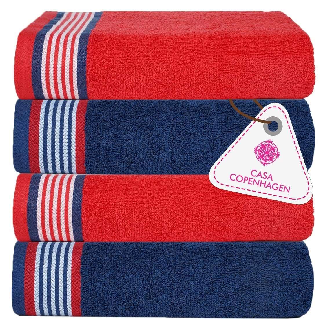 Casa Copenhagen Germany Design - He & She Collection 100% Super Soft Cotton 4 Piece Hand Towels Set (Size : 40 x 60 cm) - Grey Violet & Dusty Blue 1