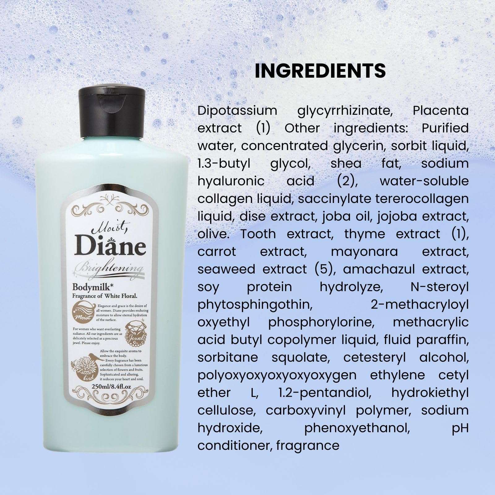 Moist Diane Bodymilk Fragrance of White Floral Body Milk for Unisex, 8.4 Ounce 4