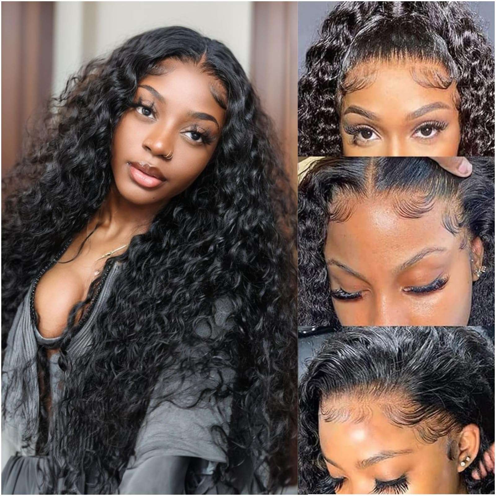 13x6 Water Wave Lace Front Wigs Human Hair 22 Inch 180% Density Water Curly HD Transparent Lace Frontal Wig For Black Women Glueless Wigs Human Hair Pre Plucked with Baby Hair 1
