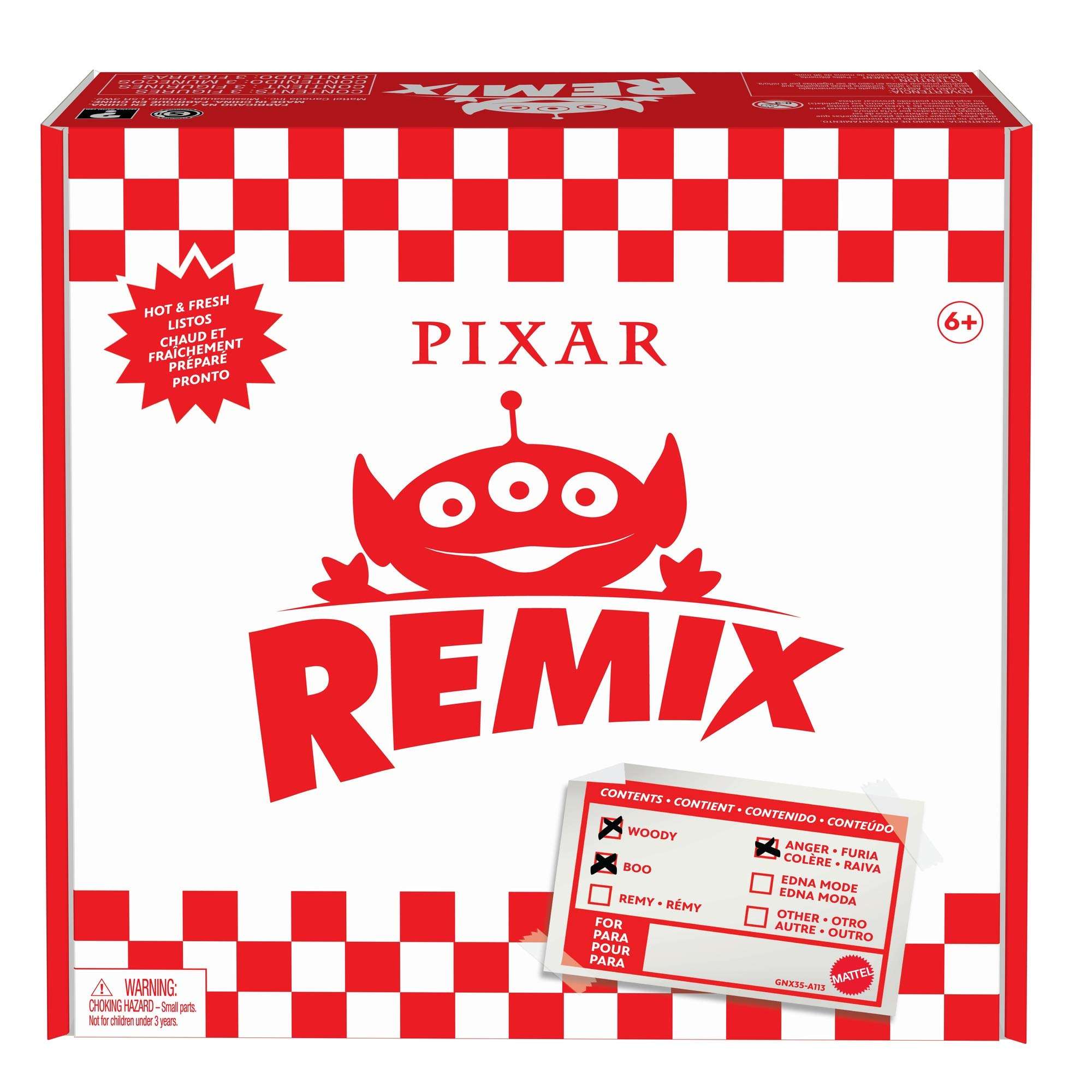 Toy Story 4 Alien Remix Anger, Boo & Woody 3-Pack Character Figures in a Pizza Box Package, 3-in to 4.1-in Toys from Disney Pixar Movies Inside Out, Monsters, Inc. & Toy Story,Gift for Collectors 4