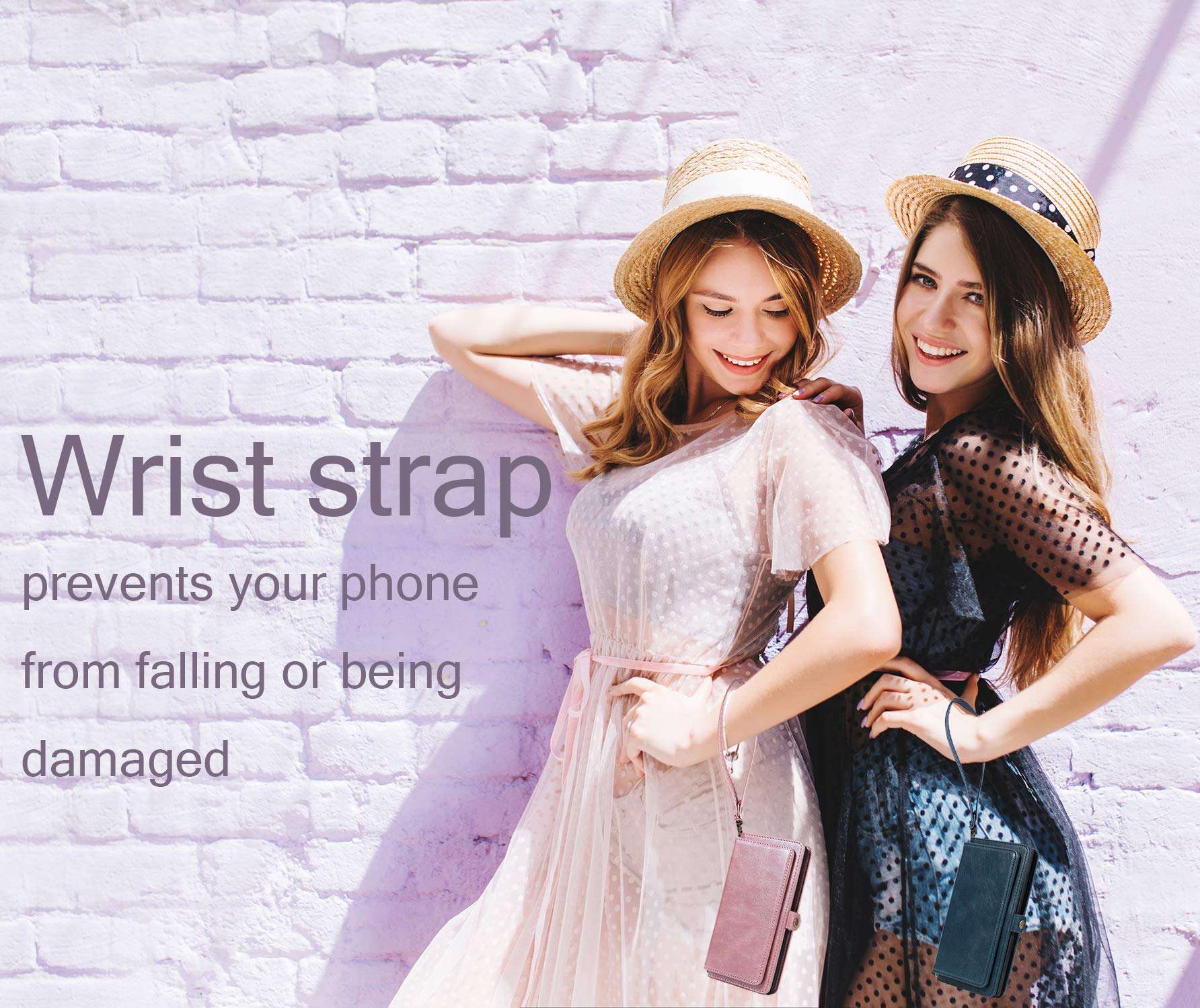 Harsel Samsung S21 Flip Case for Men/Women,Detachable Magnetic Phone Case Folio Cover with Purse Stand Card Holder Money Pouch Strap Pu Leather Cover Wallet Case for Galaxy S21,Pink 6