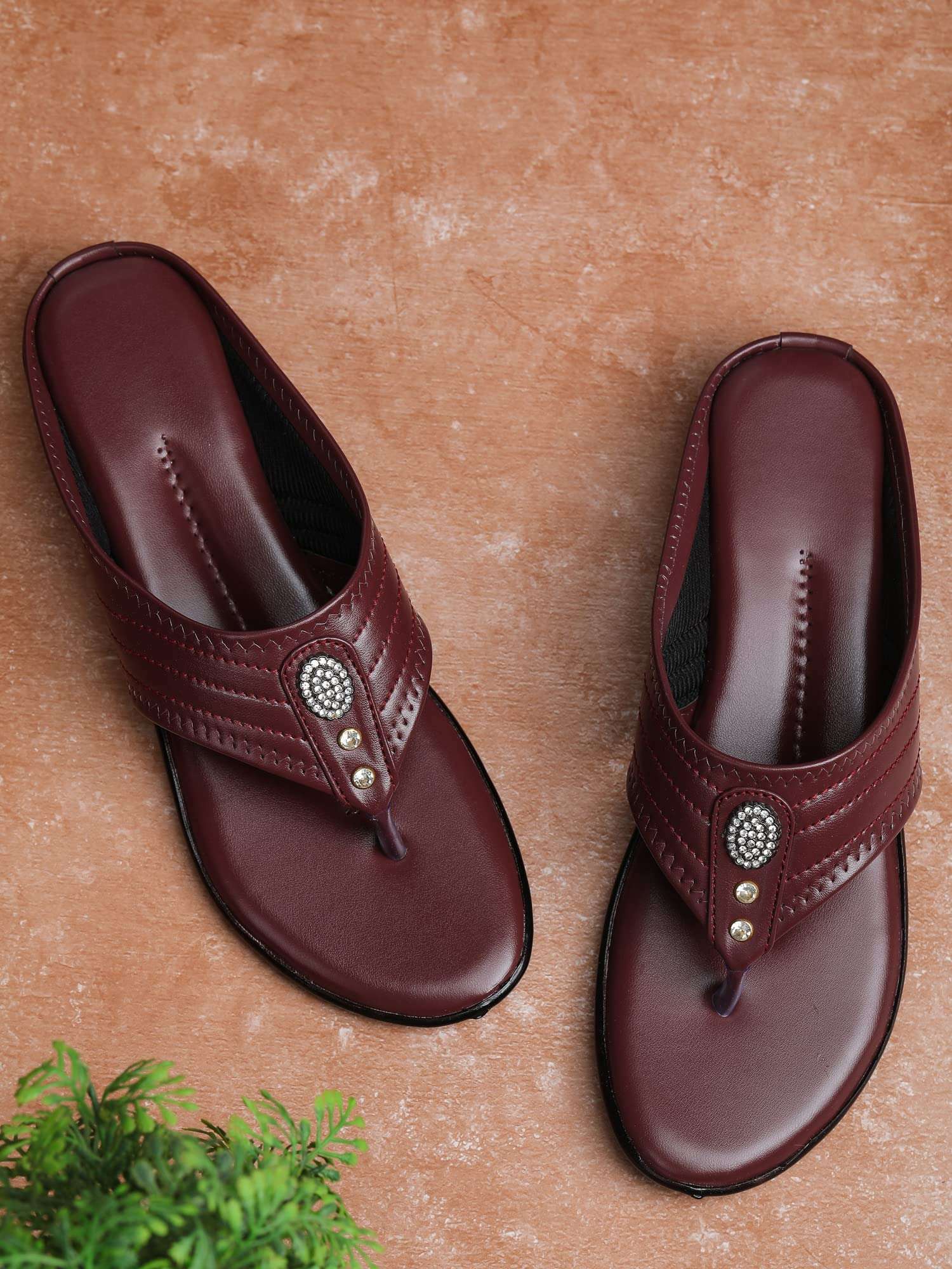 Bootco Flat for Womens & Ledies Attractive Silver Nag Design With Comfortable Soft Feel During Wearing This Trending Red Color Easy To Fitt Flat Slipper 2