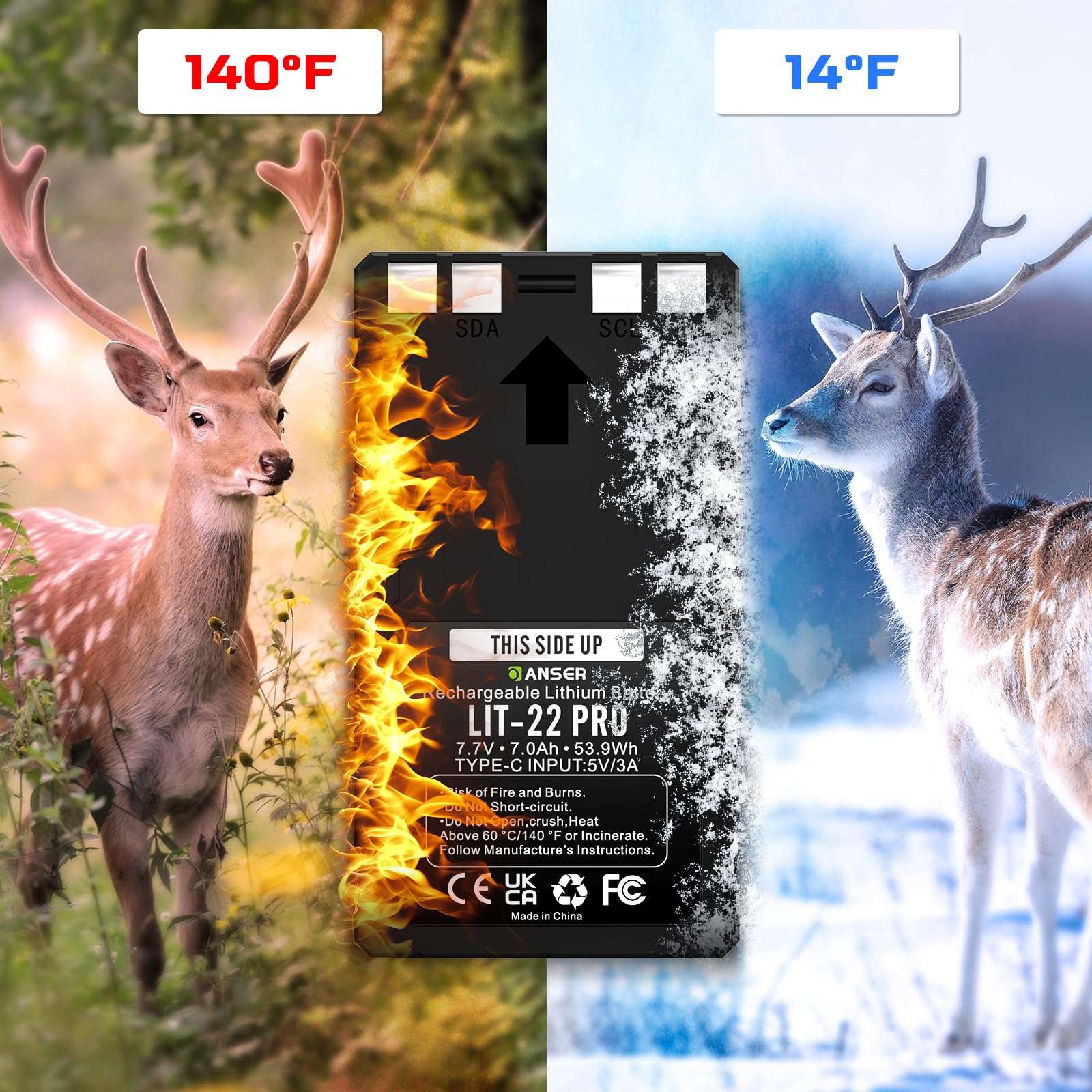 OANSER LIT-22 Rechargeable Lithium Battery 2 Pack, 7000mAh LIT-22 Hunting Trail Camera Replacent Battery for Spypoint Cellular M,Dark,S-Dark,S,G-36,Flex-M/G-36/Plus with Type-C 4