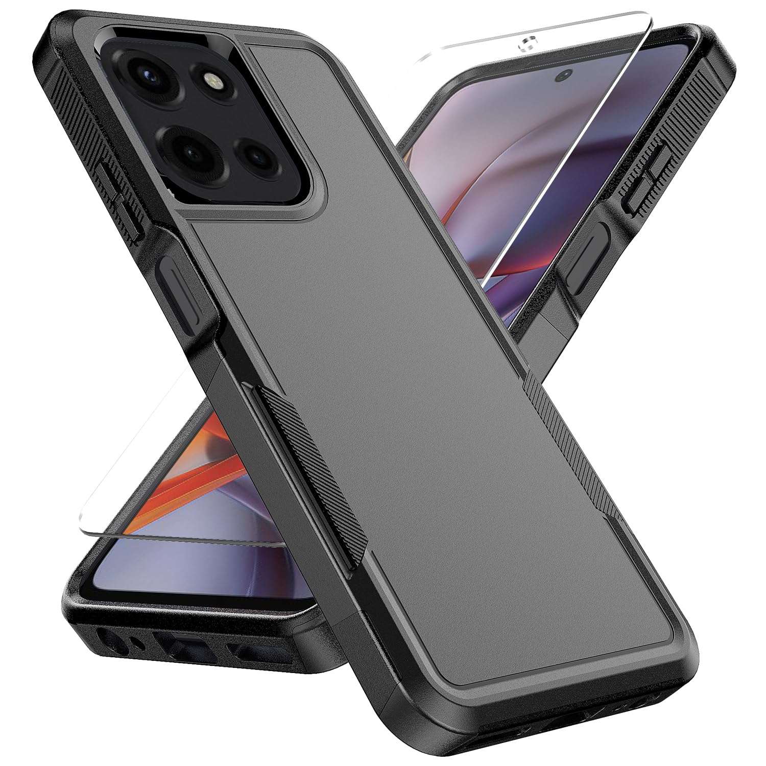 for Motorola Moto G Power 5G 2025 Case with Tempered Glass Screen Protector Heavy Duty Drop Protection,Full Body Rugged Shockproof Protective Phone Cover Military Bumper Tough, Black Matte 1
