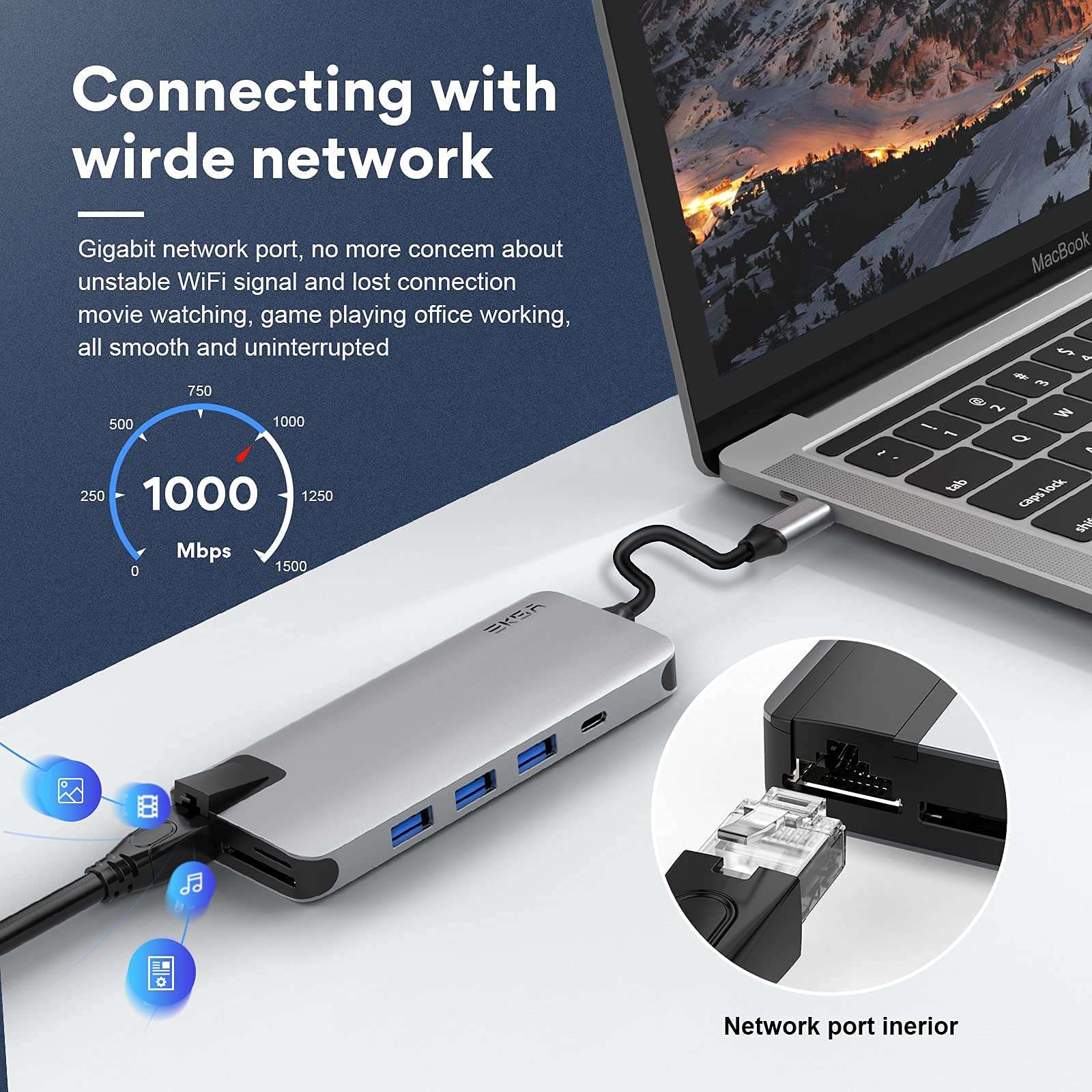 EKSA USB C Hub, 12 in 1 Type C Adapter for MacBook Pro 13" 15" 2018/2017 with 4K HDMI, 100W Power Delivery, Thunderbolt 3 Port, 2 USB 3.0, SD TF Card Reader (12 in 1) 6