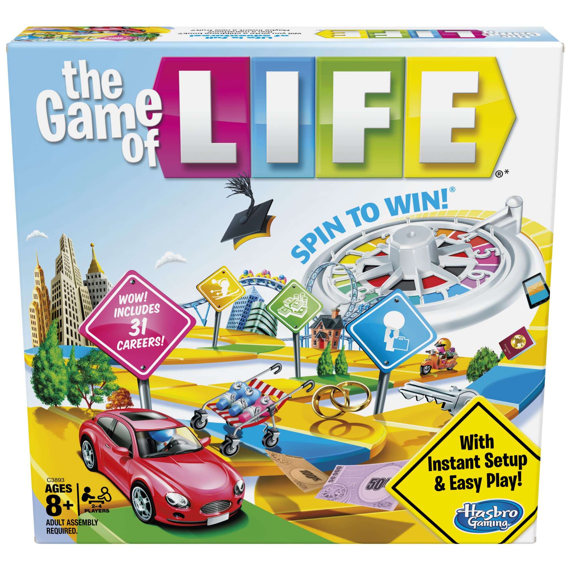 Hasbro Gaming The Game of Life Board Game, Family Games for Kids Ages 8+, Includes 31 Careers, Family Board Games for 2-4 Players, (Amazon Exclusive) 1