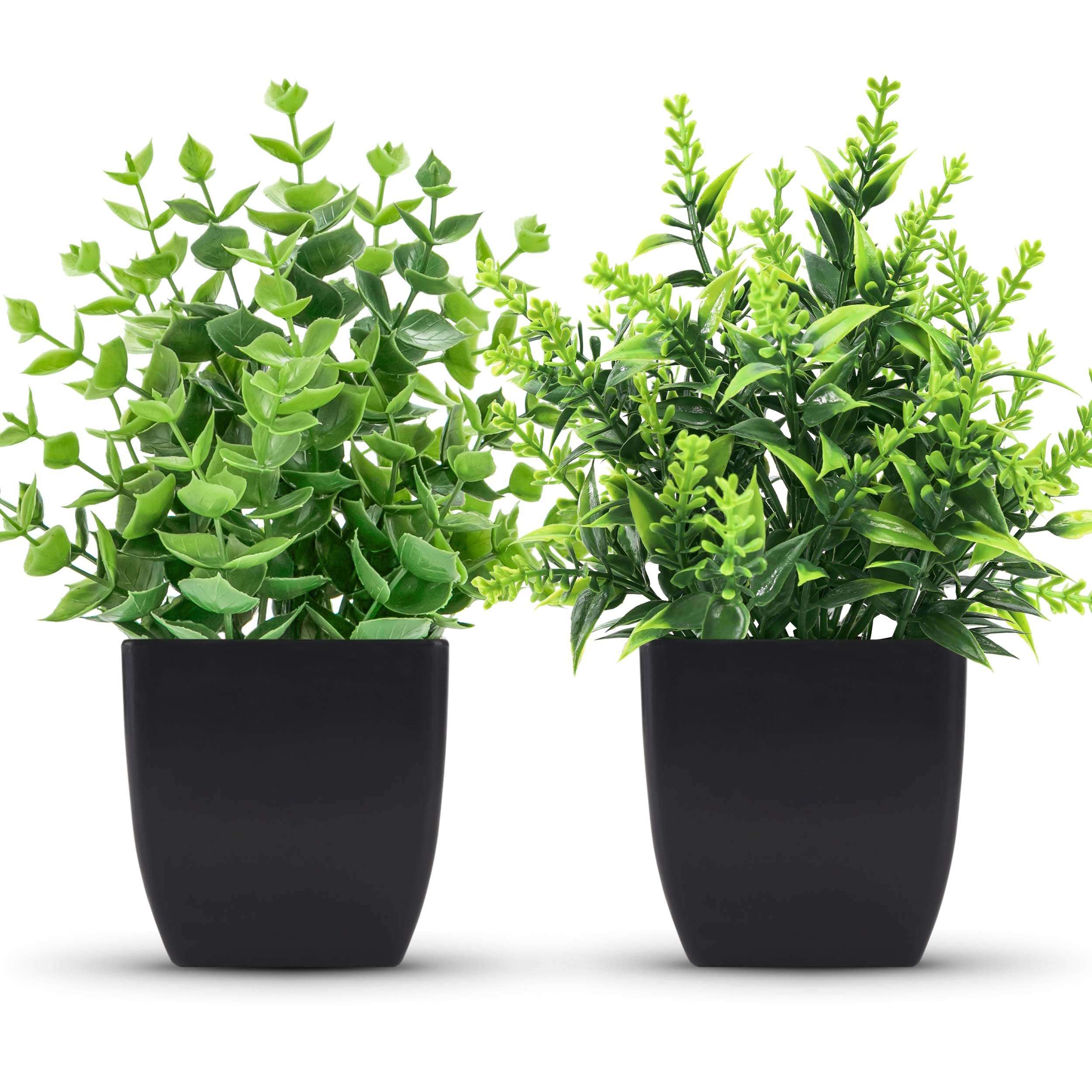 ZJIA 2 Pack Small Fake Plants Black Bathroom Accessories for Home Bedroom Bathroom Kitchen Decor 1