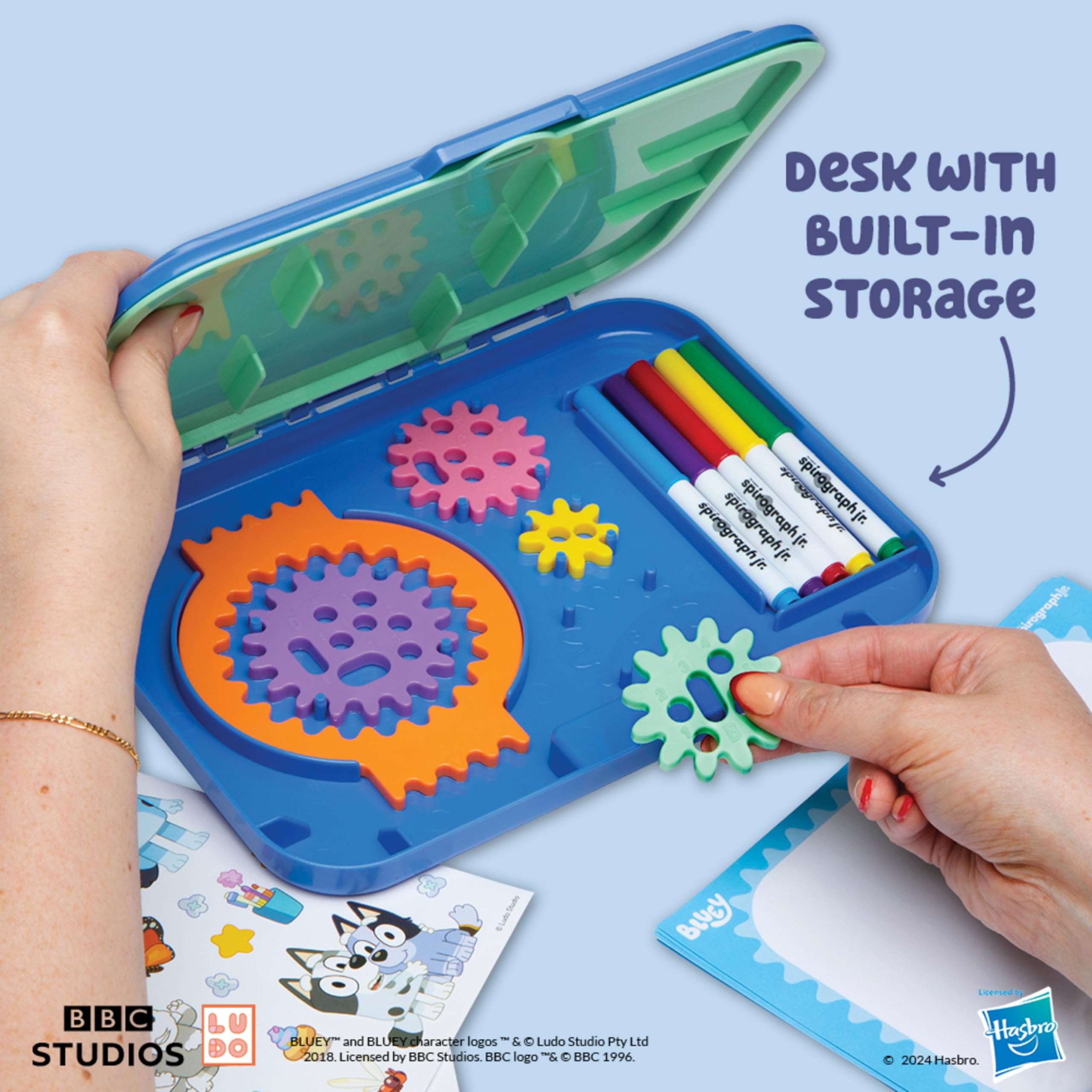 Spirograph Jr Bluey Toys - Toddler Arts and Crafts, Drawing Art Kit, Toddler Activities, Bluey Stickers, Drawing Pad, Jumbo Gears, Washable Markers, Unleash Your Child Inner Artist, Ages 3+ 5