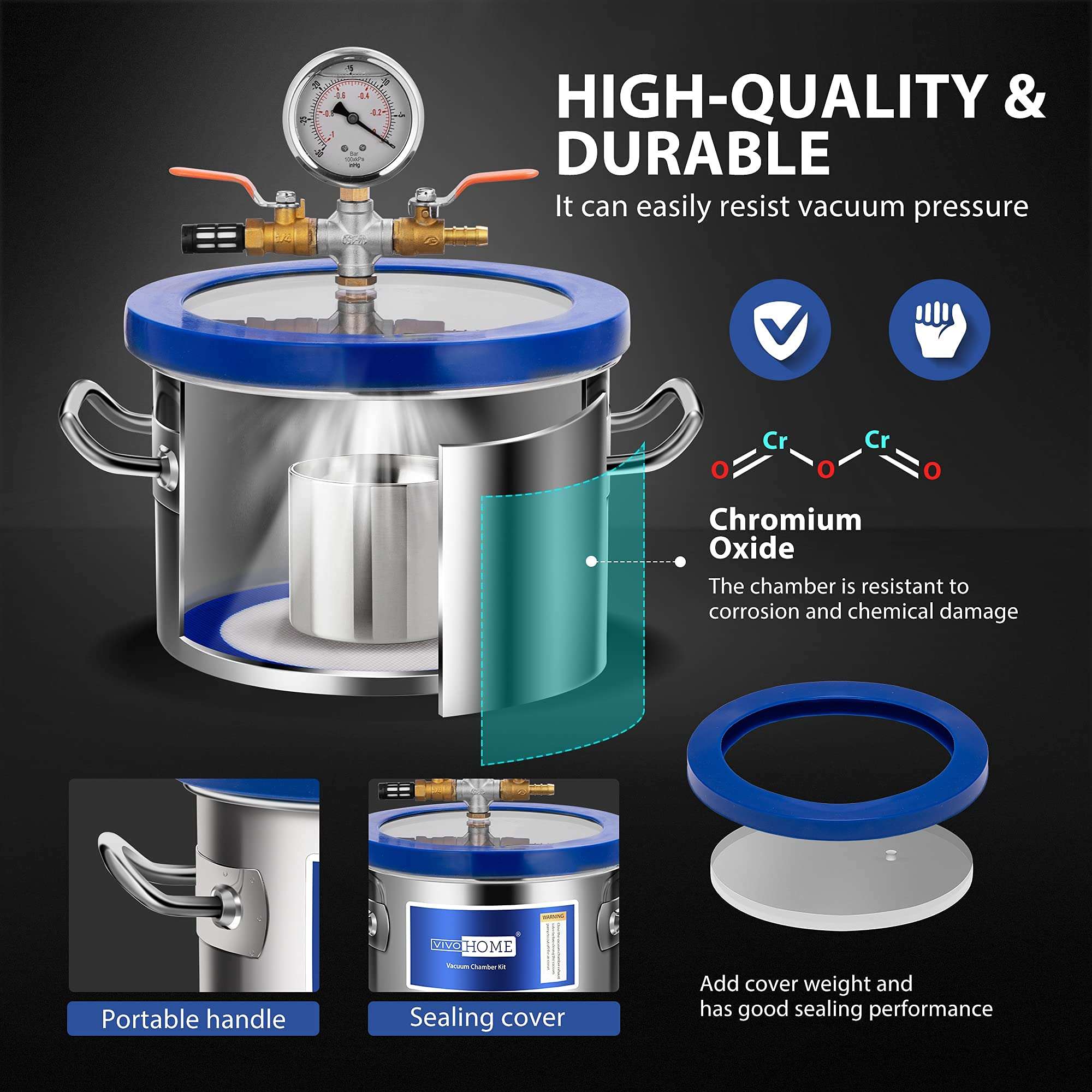 VIVOHOME 1.5 Gallon Vacuum Chamber Pump with High Precision Electronic Digital Refrigerant Charging Weight 5