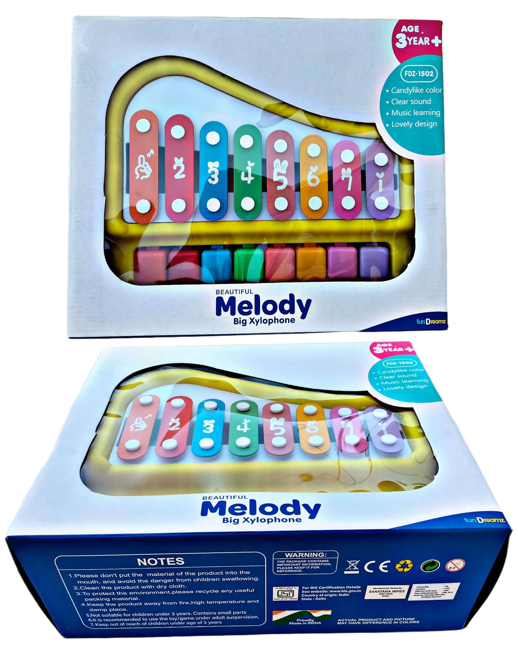 Ruhani 2 in 1 Big Piano Xylophone Musical Toy for Kids (Age 3+) with 8 Keys, 2 Sticks, Keyboard Xylophone Piano - Preschool Musical Learning Instruments Gift Toy for Baby, Kids, Girls, Boys - Red 4