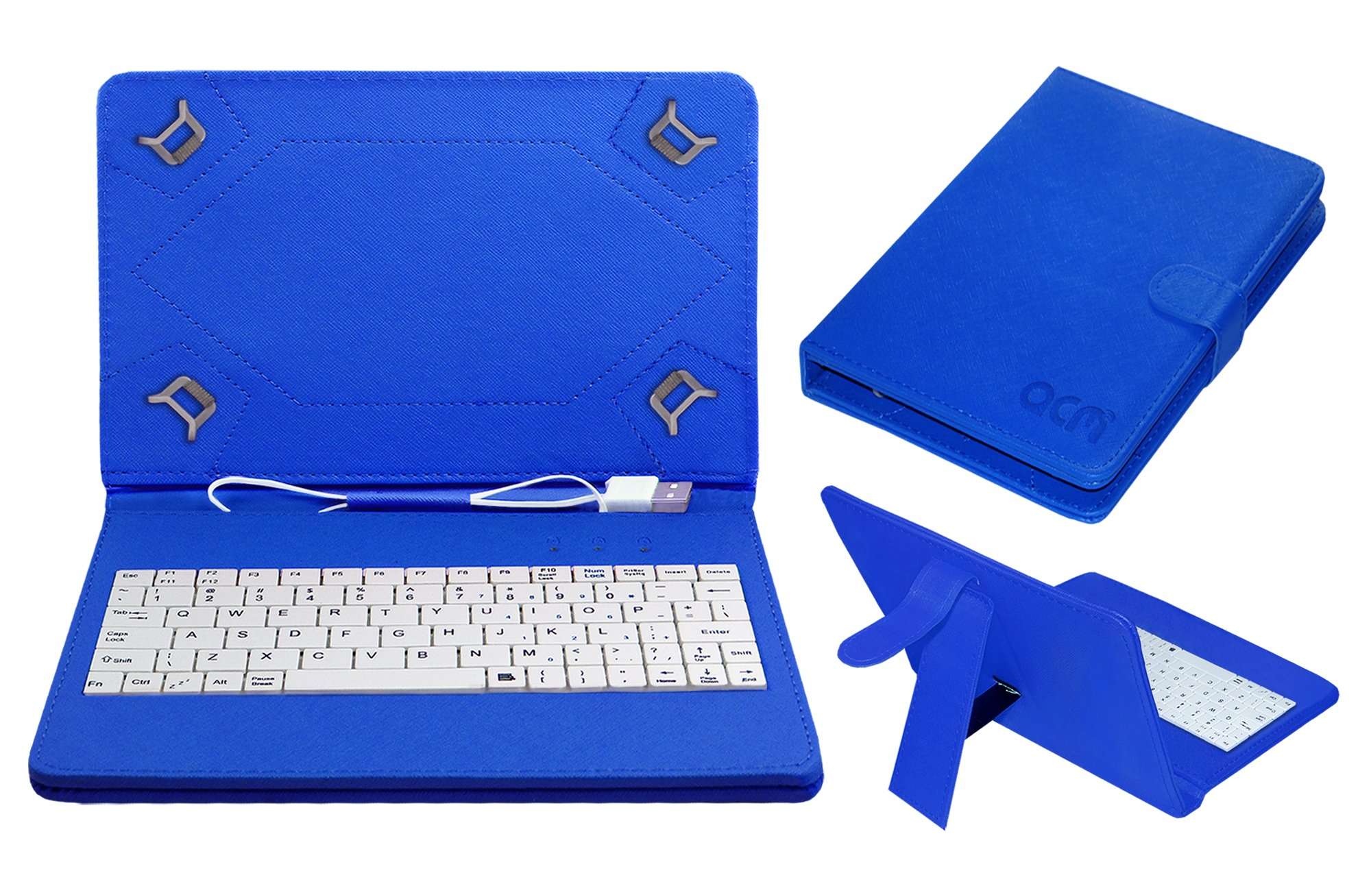 ACM USB Keyboard Case Compatible with Iball Slide Snap 4g2 Tablet Cover Stand Study Gaming Direct Plug & Play - Blue 2