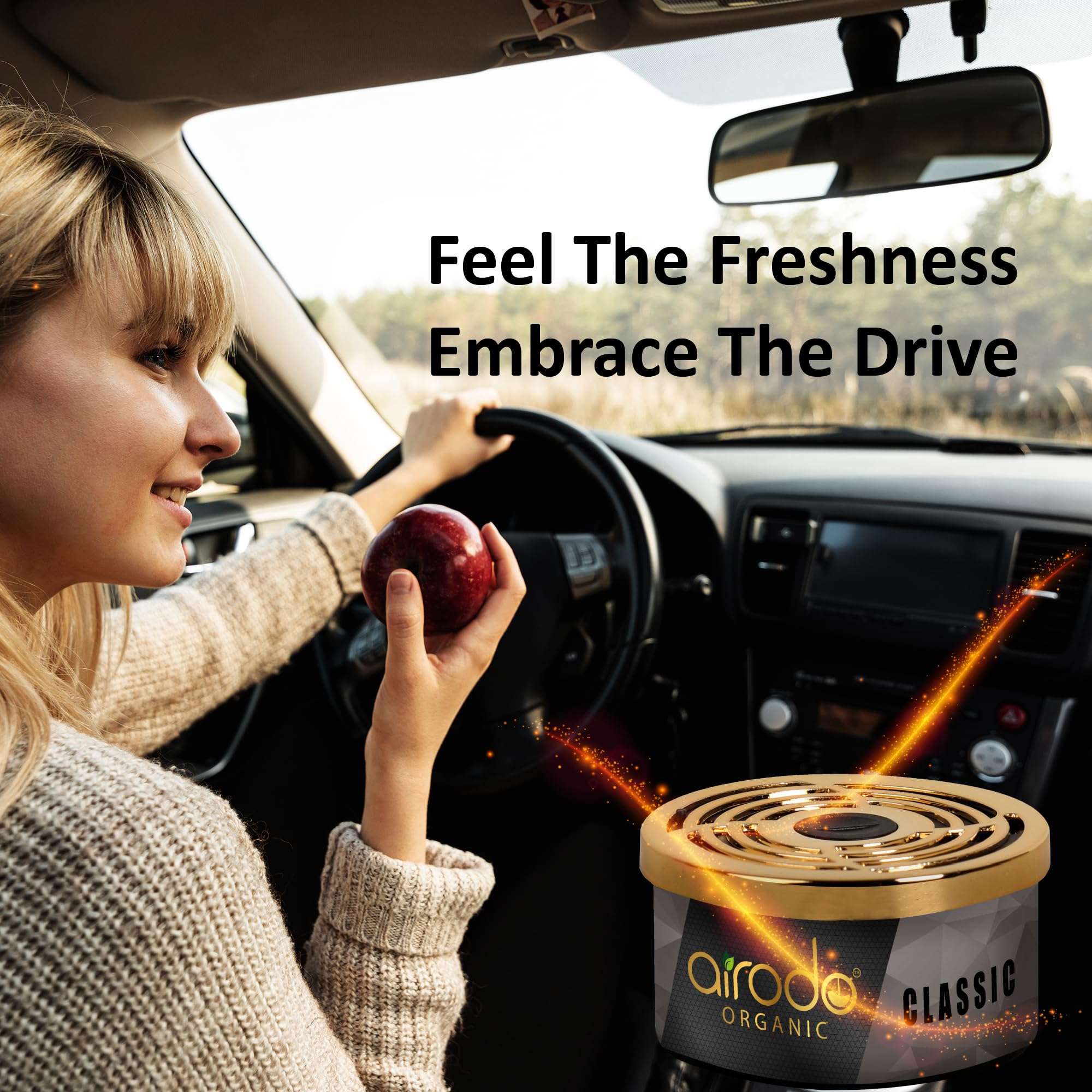 Airodo One Classic Organic Car Perfume, Strong Fiber Air Freshener to Freshen'up Your Car -,Car Accessories interior car perfumes and fresheners (50g with 2 Refill) 6