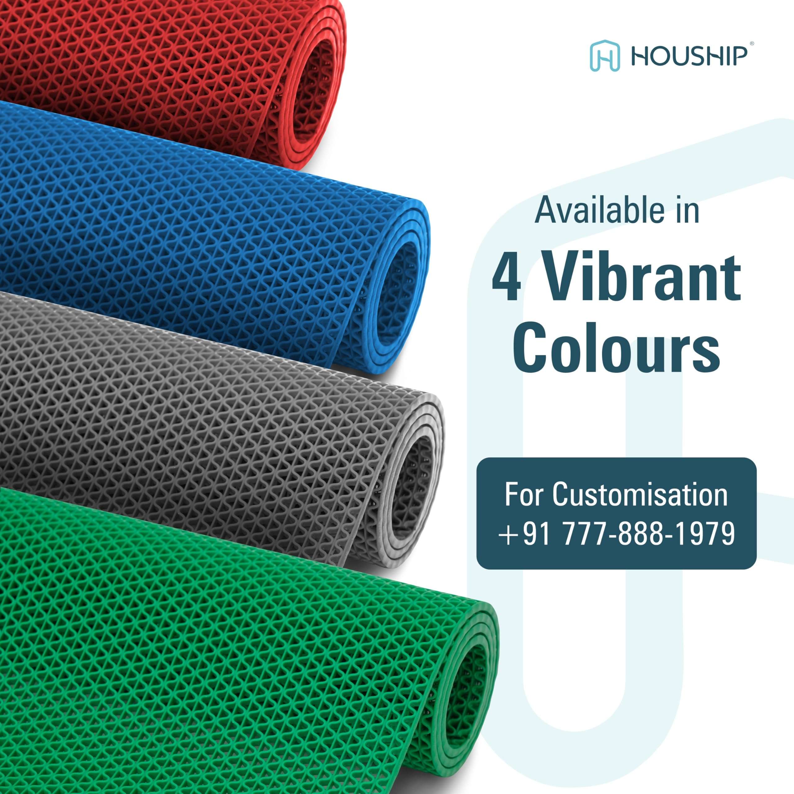 HOUSHIP® Anti Skid Rubber Bathroom Mat 2x3 Feet | Waterproof Non Slip Shower Door Mat | PVC Multipurpose Indoor Outdoor Entrance Floor Rug Export Quality Rain Mat (Grey) 4