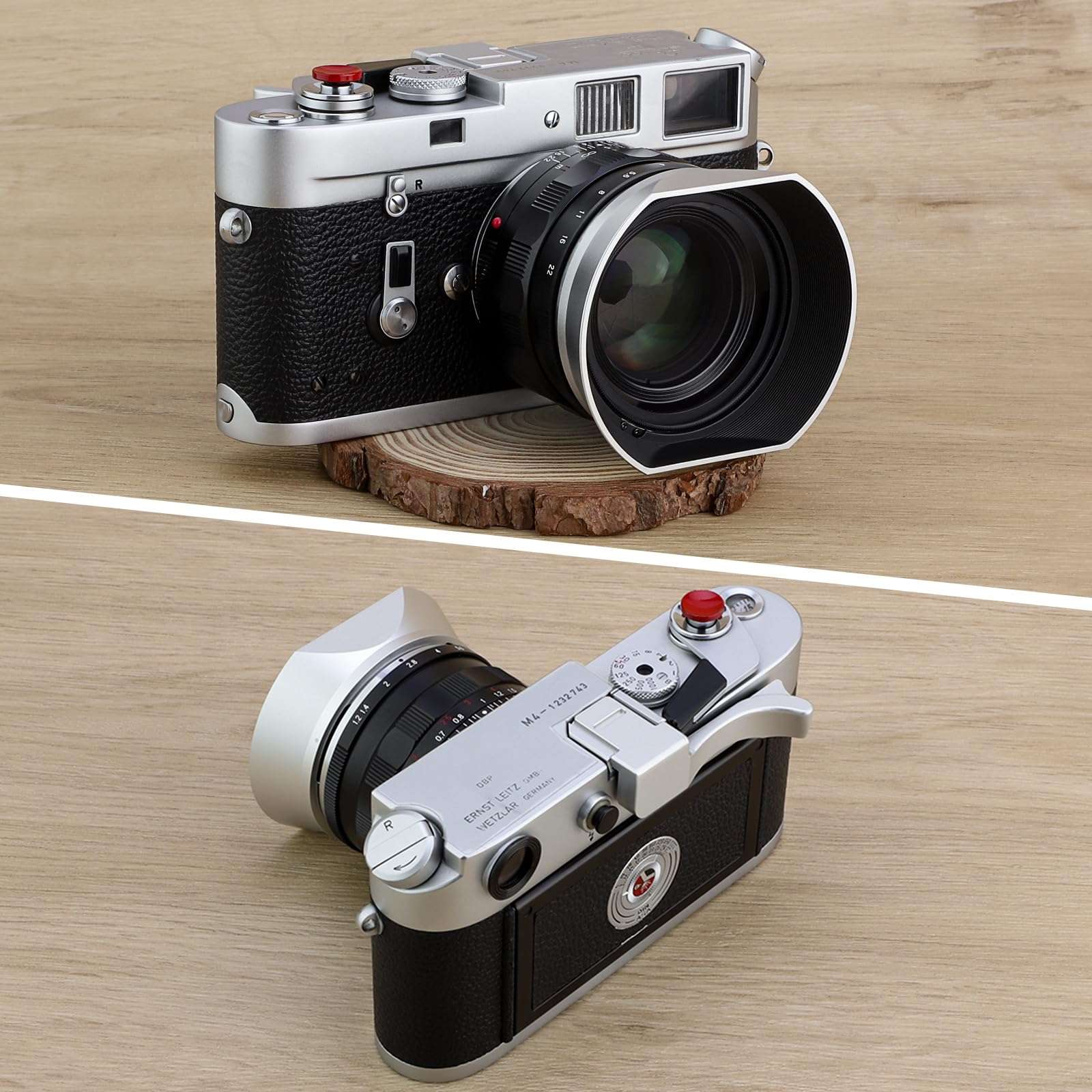 Haoge Metal Square Bayonet Lens Hood for Voigtlander Nokton Aspherical ASPH 40mm f1.2 VM,35mm f/1.2 I II III VM, 50mm f1.2 VM Leica M-Mount Lens Replaces LH-8 Shade LH-VM35MS Silver 4