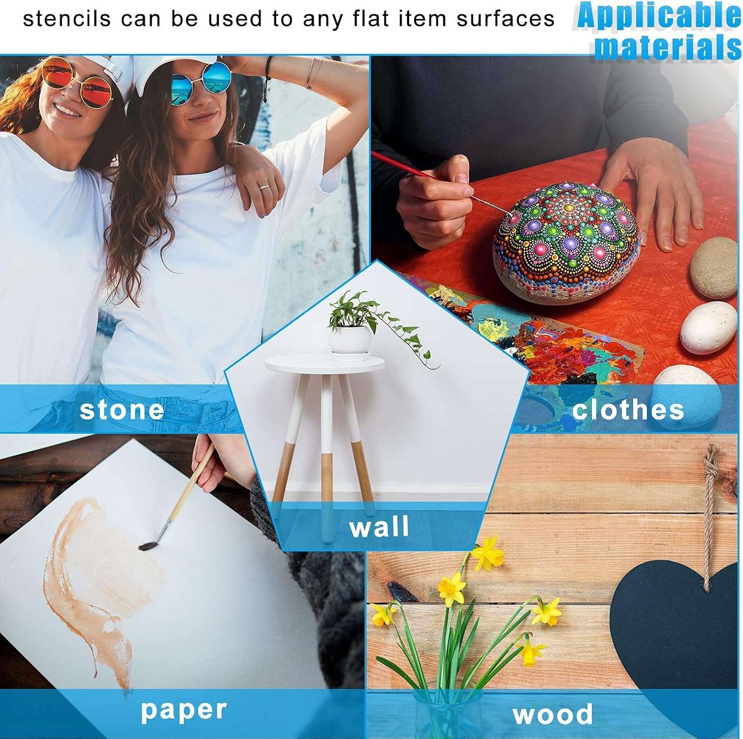 DEVASYA CRAFTS 12 Pieces Mandala Dot Painting Stencils 3.5|5.1|5.8|7.9 in Reusable Stencils Segment Mandala Template for DIY Wall Tile Paper Fabric Glass Metal Art|4 Sizes 5