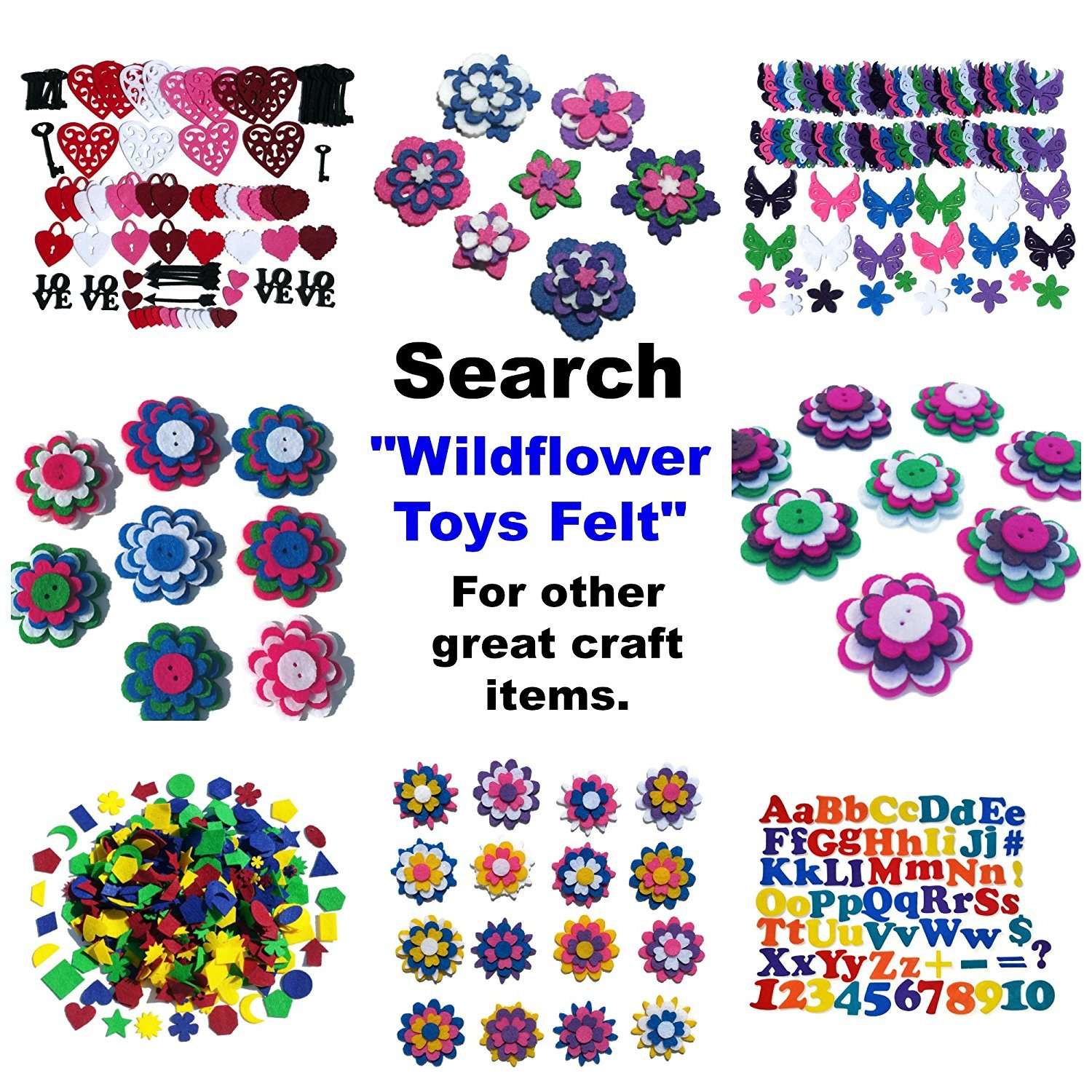 240 Piece - Craft Felt Flowers - Assorted Color Felt Flower Shapes - by Wildflower Toys 4