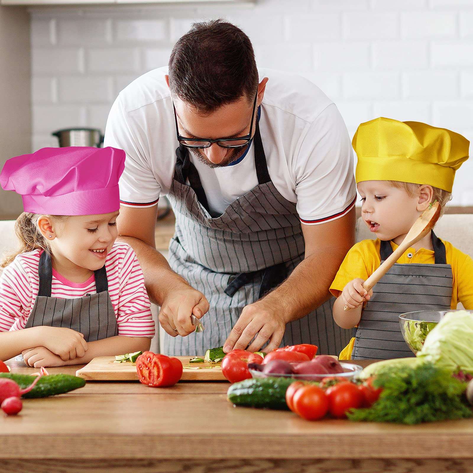 12 Pieces Kids Chef Hat Toddler Chef Hat Elastic Children Chef Hats for Kids Home Kitchen Baking Pizza Party Favors (Multi-Colored) 5