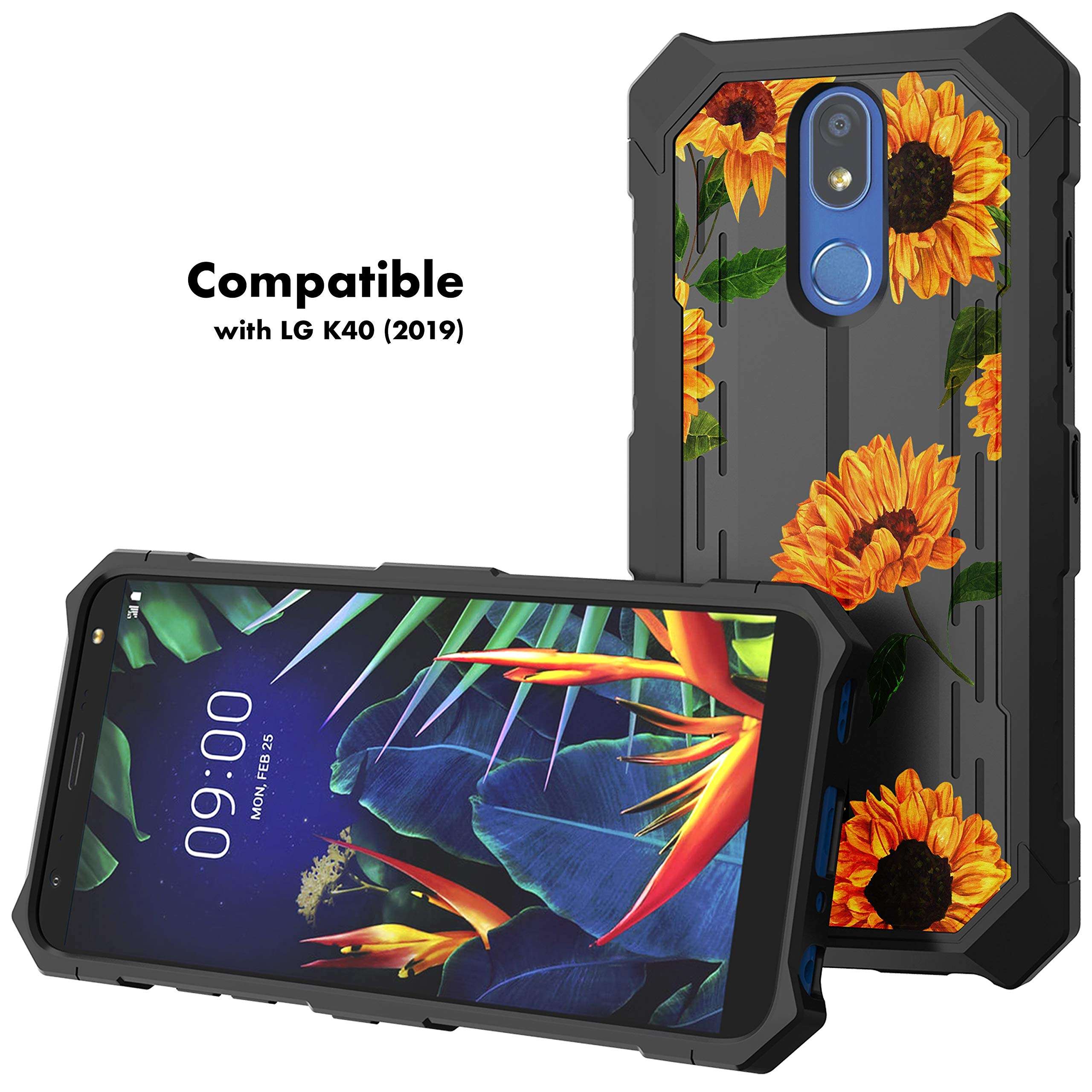 MINITURTLE Compatible with LG K40, LG K12 Plus, LG X4 (2019) Hard Back Cover Fitted Bumper Rugged Defender Protective Shockproof Case - Sunflowers 6