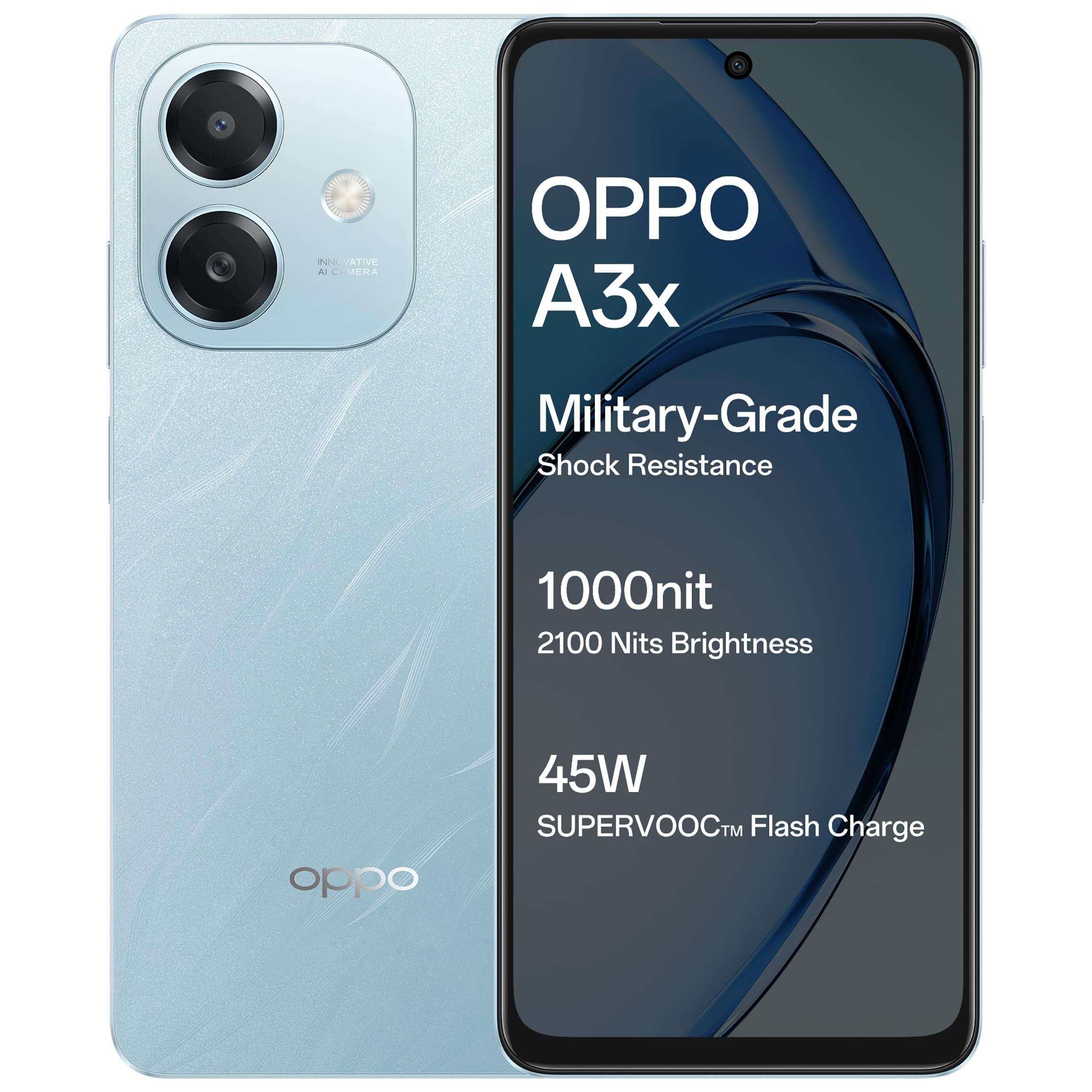 OPPO A3X 4G (Ocean Blue, 4GB RAM, 128GB Storage) with No Cost EMI/Additional Exchange Offers
