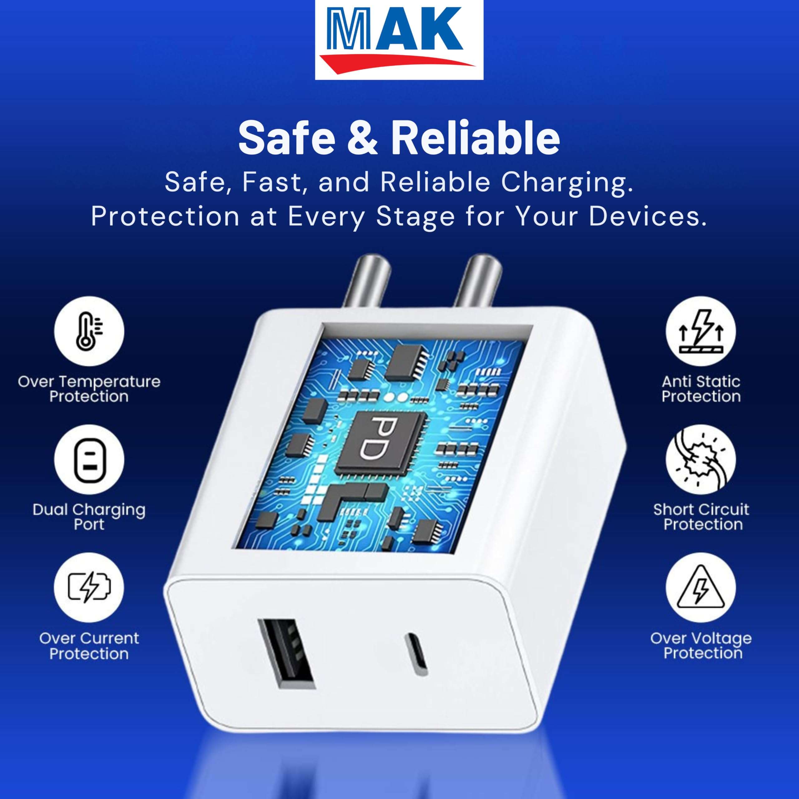 45W Rapid Fast Charging Adapter with USB-C & USB-A Dual Ports, PD & Quick Charge Support for Samsung, iPhone, Nothing & Pixel,White 4