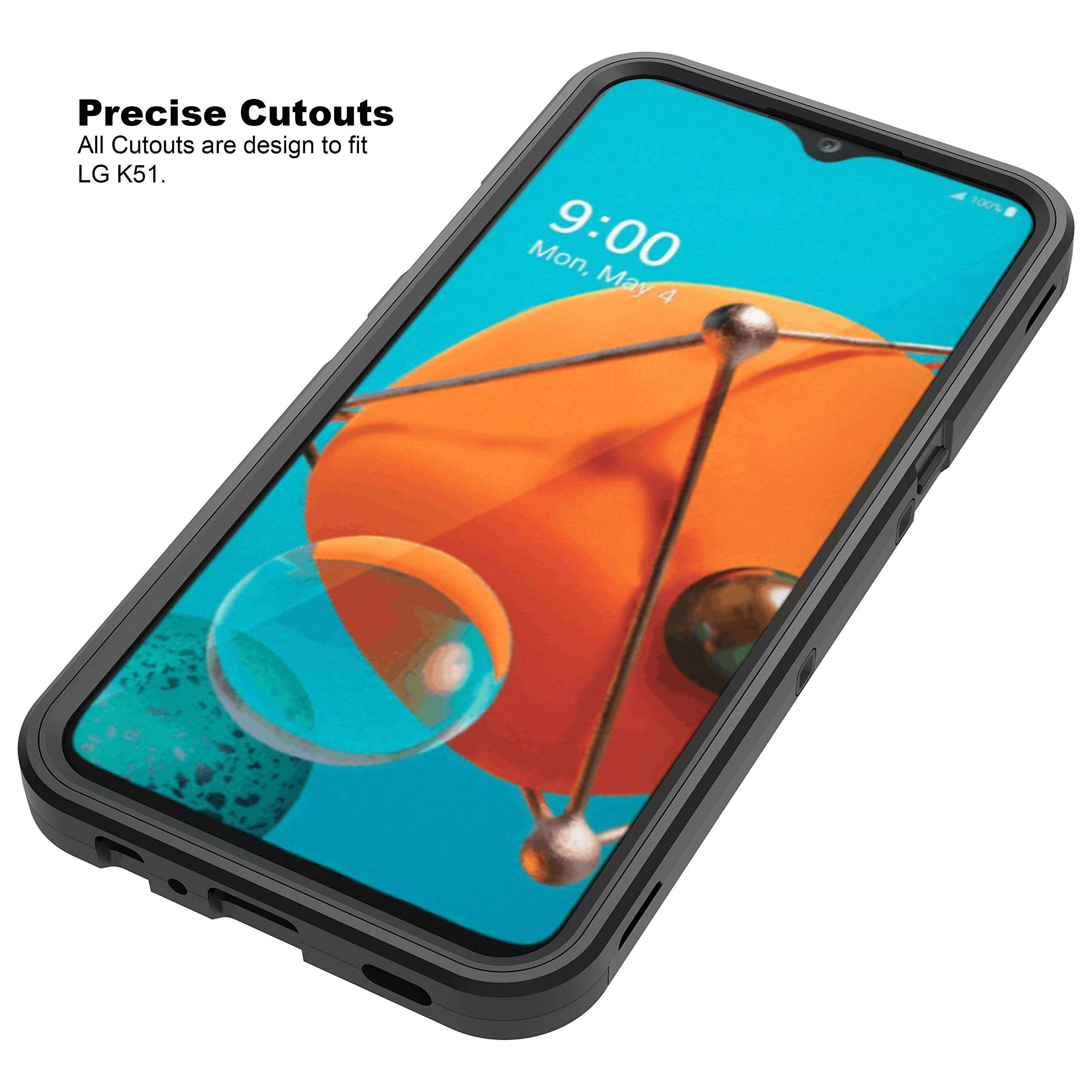 TurtleArmor | Compatible with LG K51 Case | LG Q51 Case | LG Reflect Case [Armor Pro] Full Body Protection Armor Hybrid Kickstand Rugged Cover Holster Belt Clip Case - Bat Signal 6