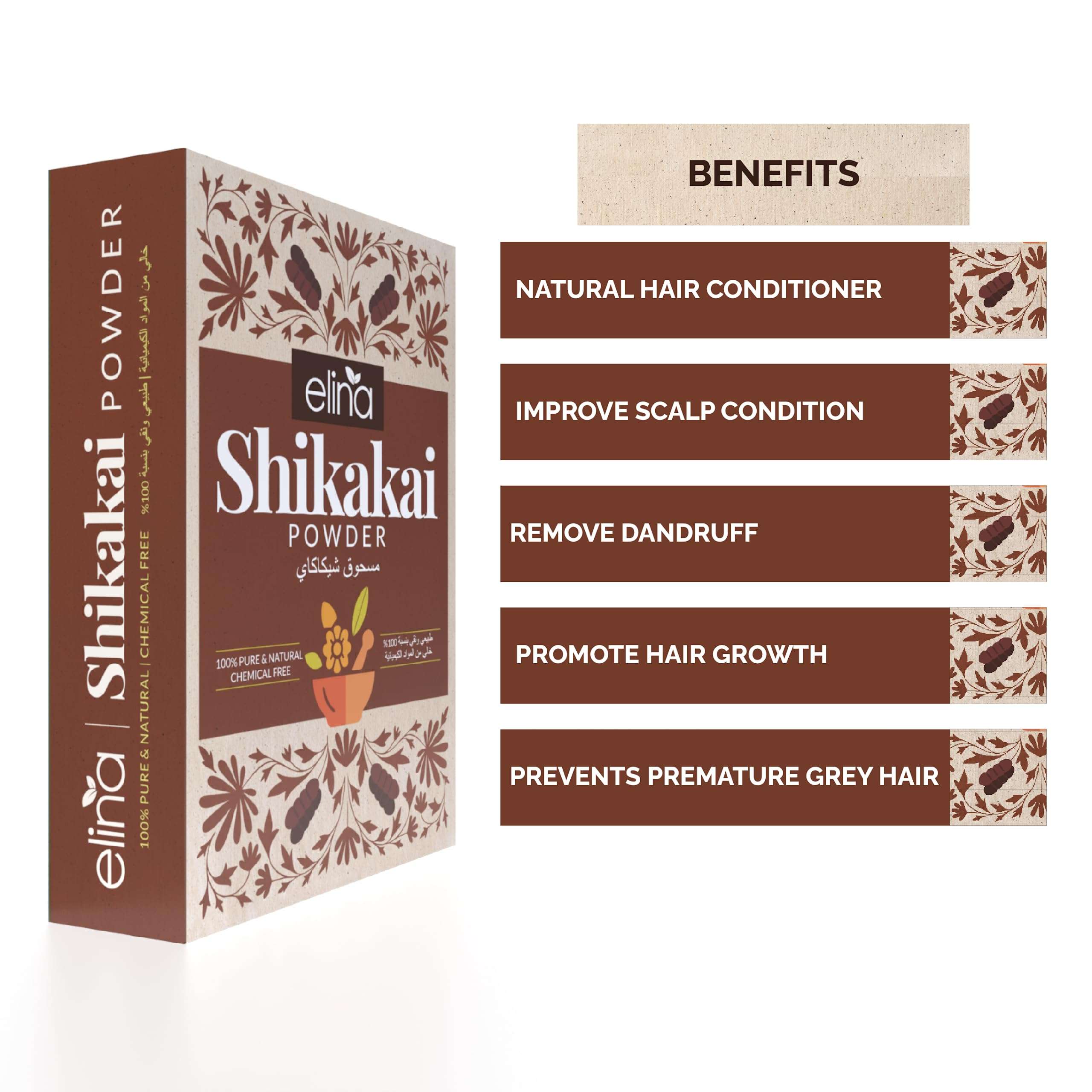 Elina Organic Herbal Powder for Hair |No Added Preservative and Additives | 100% Pure and Natural | Amla, Reetha, Shikakai, Bhringraj, Hibiscus Powder for Hair Care Combo Pack of 5(500g) 5