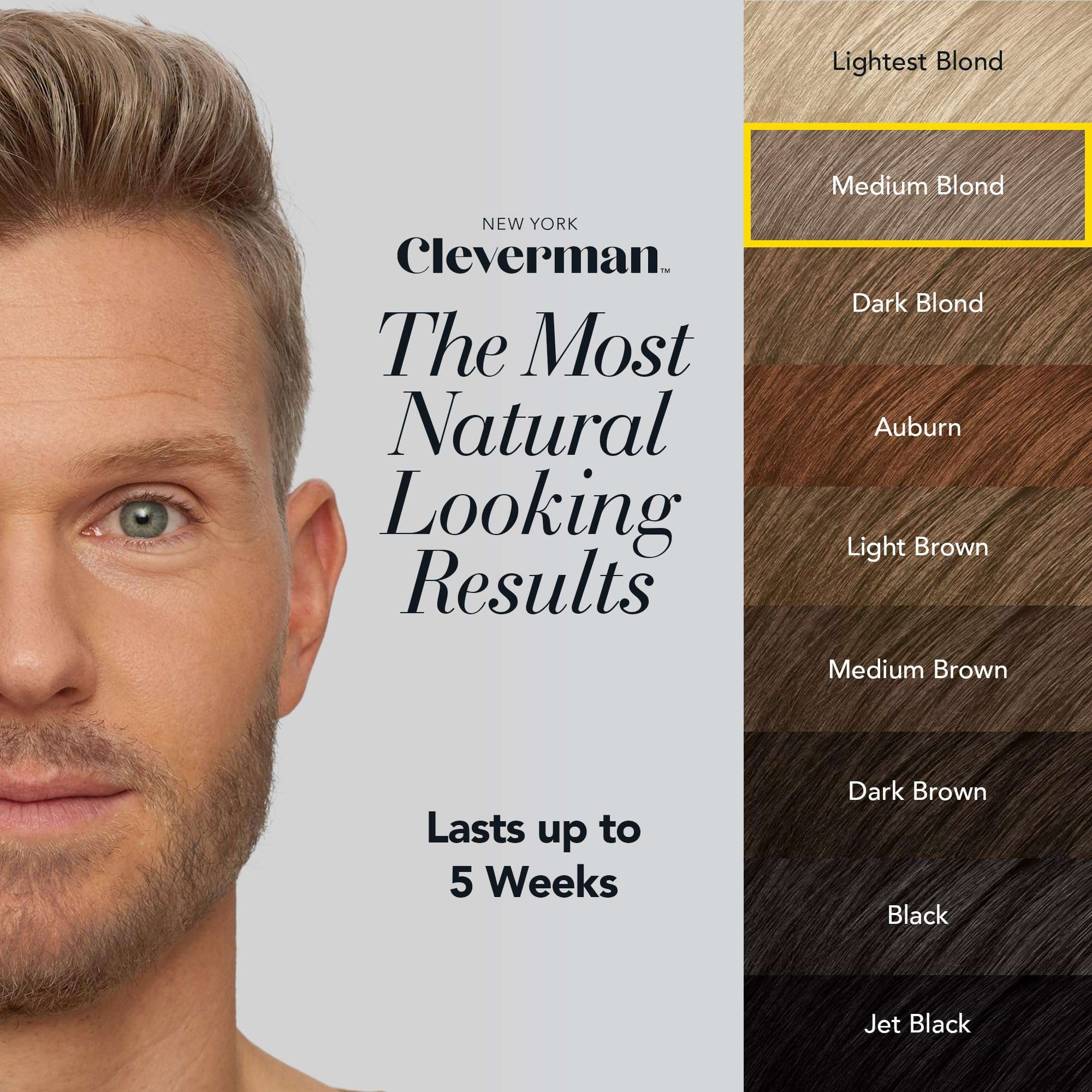 Cleverman 2 Pack - Medium Blond Hair & Beard Dye for Men x2 + 1 Free Energizing Face & Beard Scrub 3