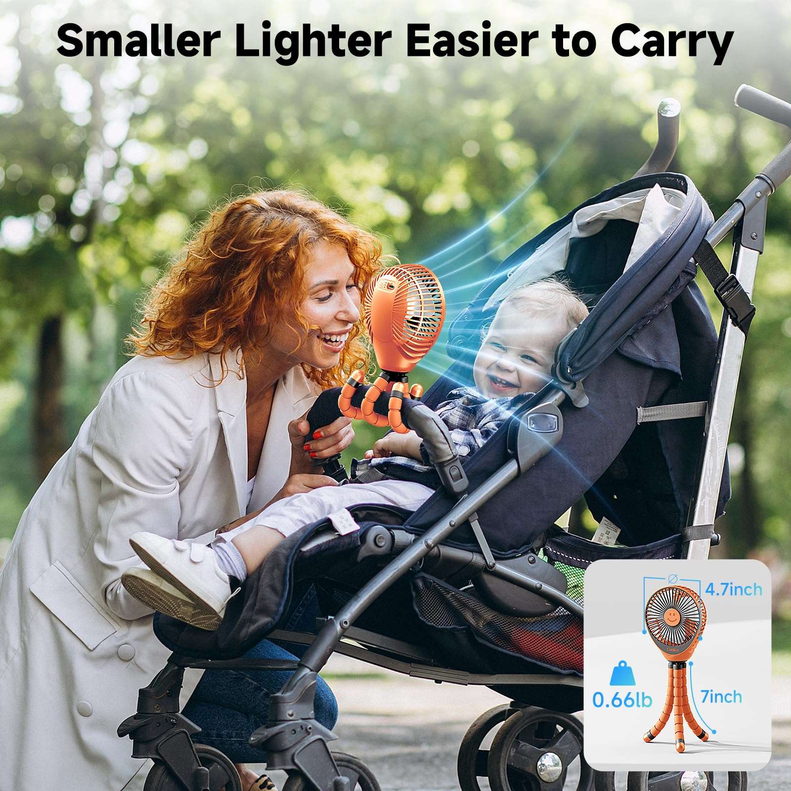 Stroller Fan Clip on for Baby, 30Hrs Removable Fan for Strollers and Car Seat, 3 Speeds Baby Stroller Fans, Rechargeable Portable Fans for Strollers with Flexible Tripod for Camping, Beach and Hiking 6